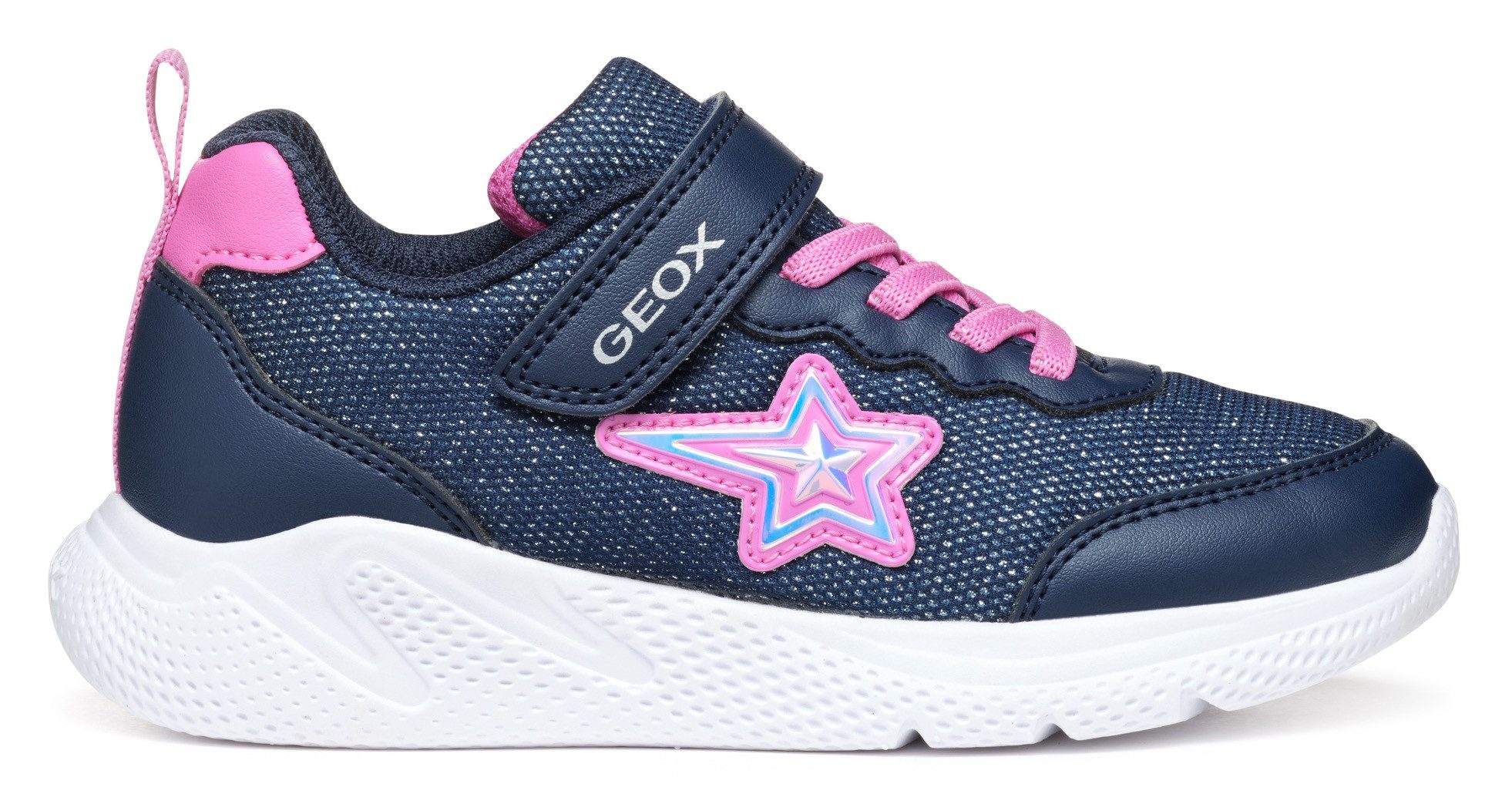 Geox Sneakers J SPRINTYE GIRL , vrijetijdsschoen, klittenbandschoen met glitterster