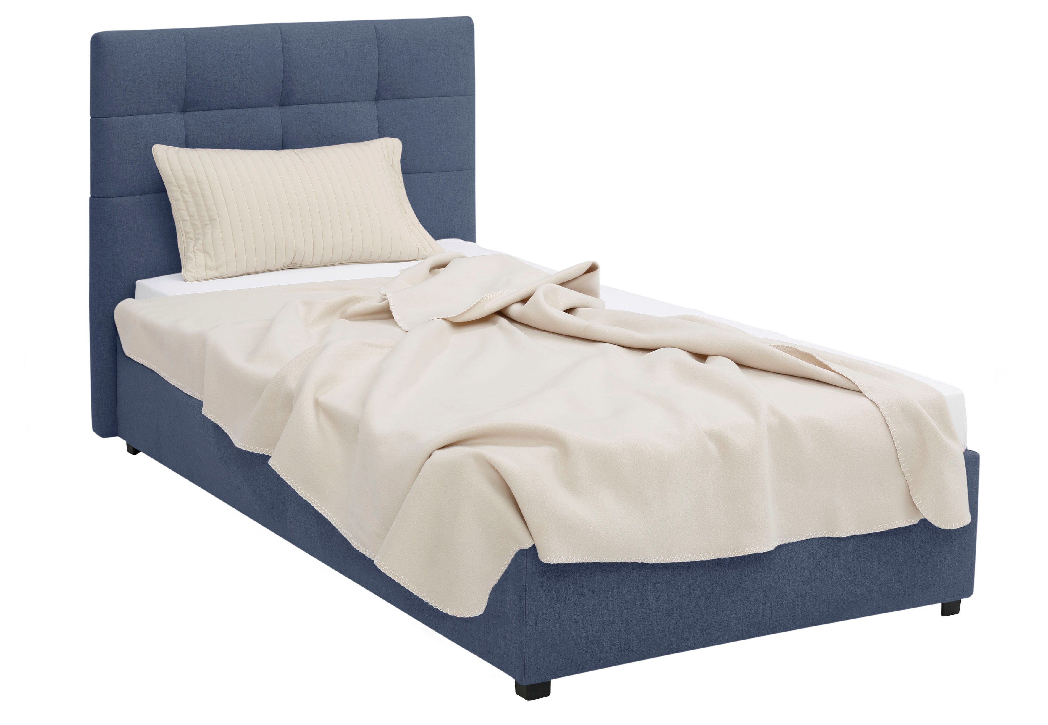 Lüttenhütt Gestoffeerd bed Endres met bedkist, naar keuze zonder matras/lattenbodem of incl. matras