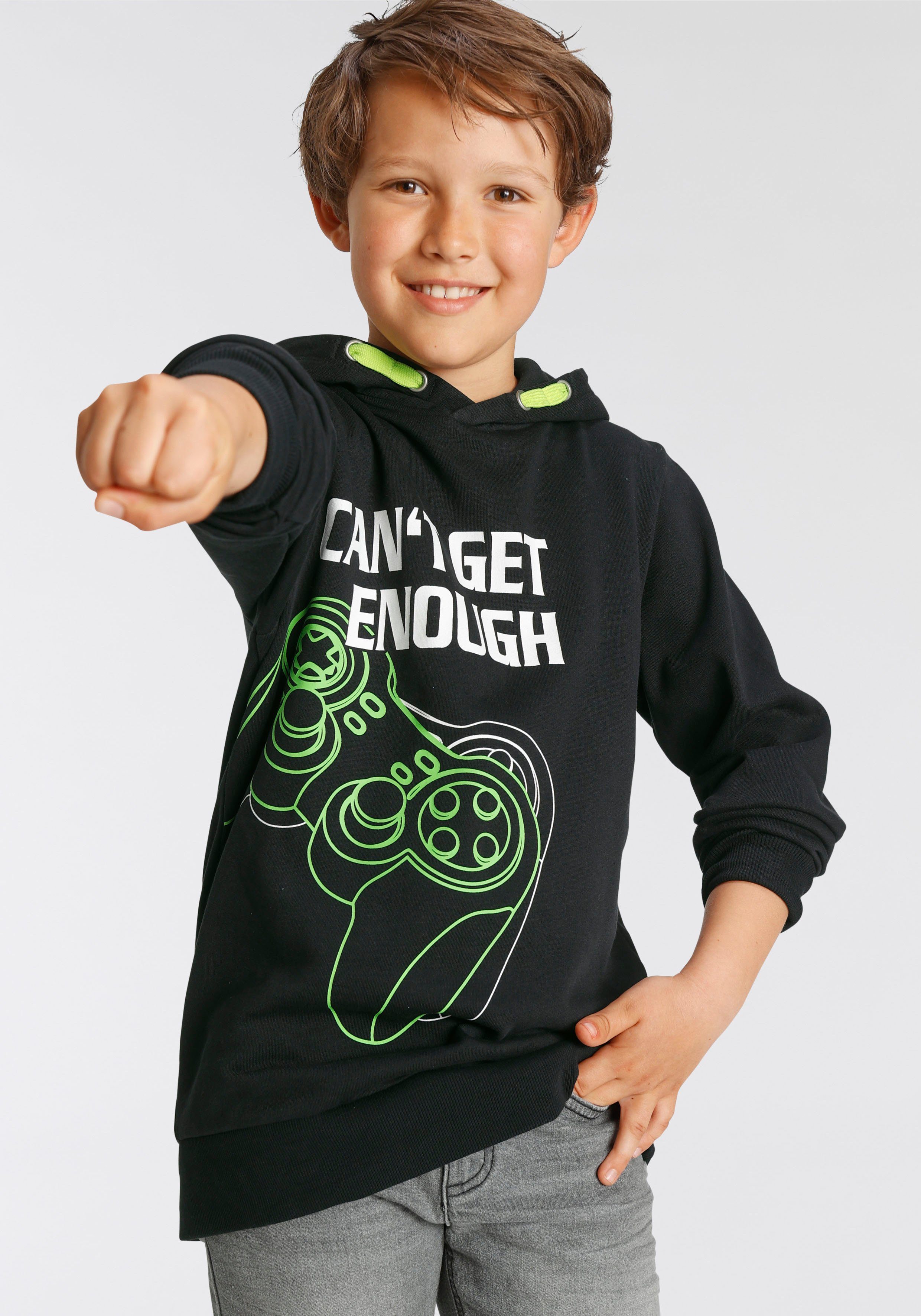 KIDSWORLD Hoodie CAN´T GET ENOUGH - quote bedrukt ontwerp, van katoen