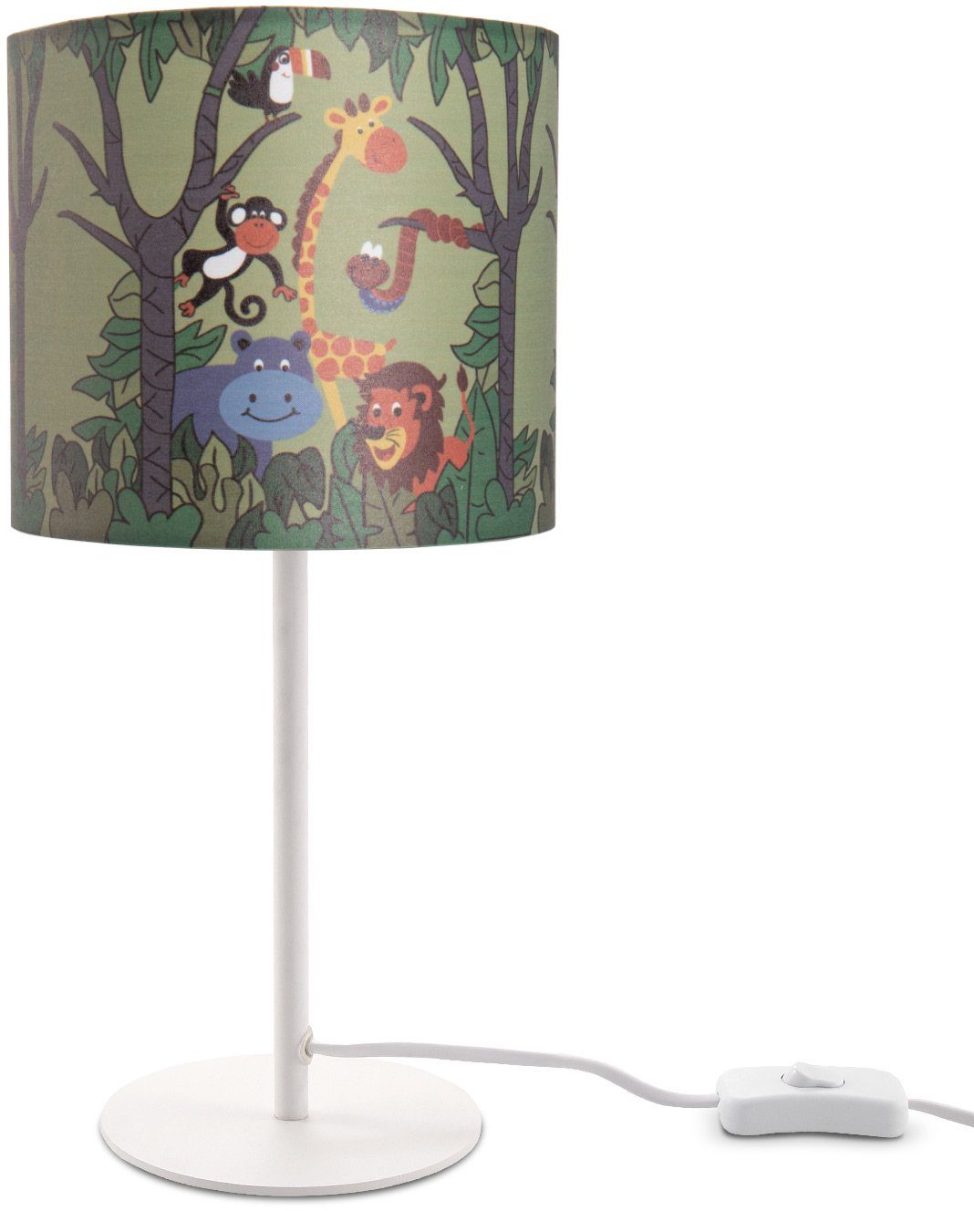 Paco Home Tafellamp Diamond 638 Kinderlamp LED kinderkamer, jungle dieren-motief, tafellamp E14