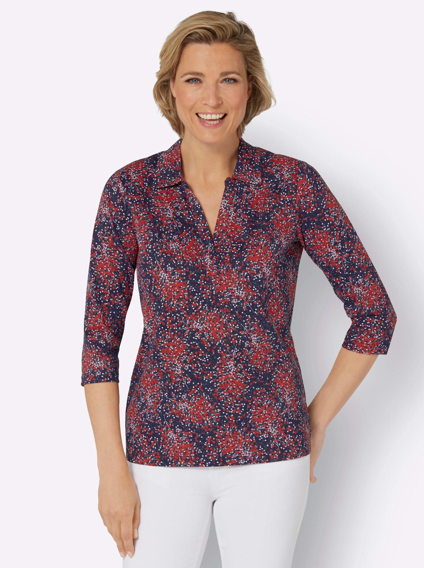 Classic Basics Shirt met 3/4 mouwen Gedessineerd shirt (1-delig)