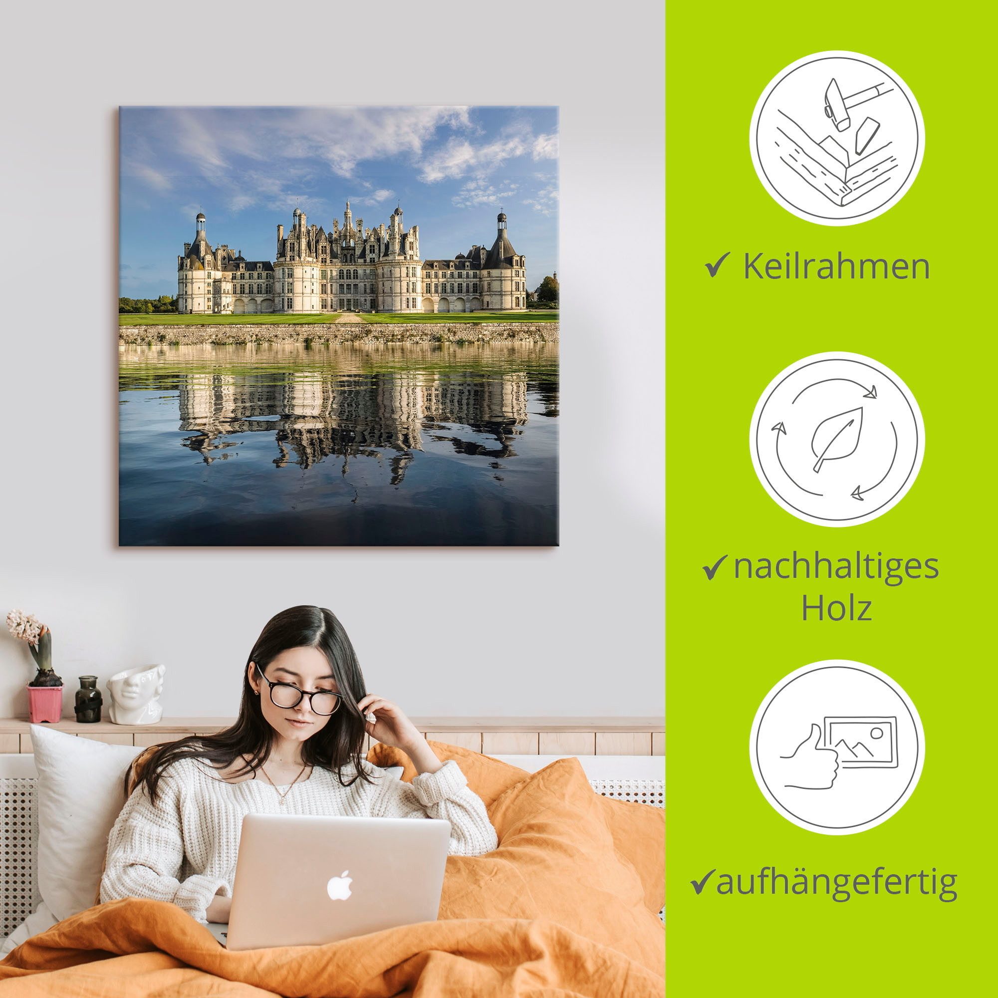 Artland Artprint op linnen Loire-slot Chateau Chambord