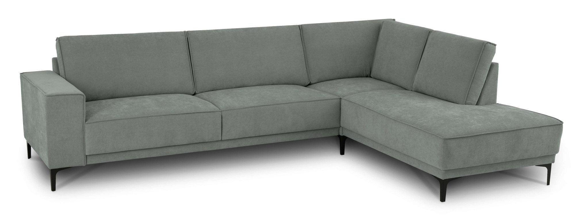 Places of Style Hoekbank Oland, structuur, platweefsel, luxe microvezel, bouclé L-vorm, 289 cm, golfondersteuning, Scandinavisch ontwerp, metalen poten
