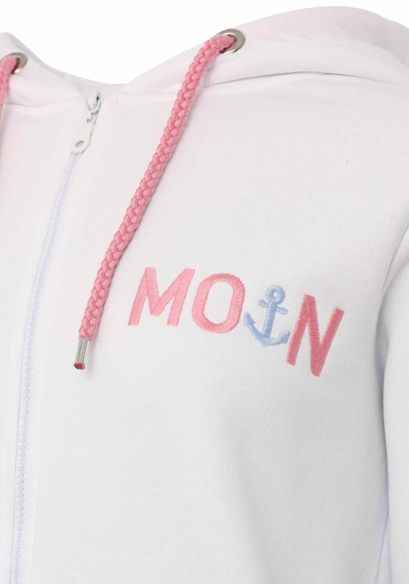 Zwillingsherz Sweatvest met geborduurd "moin" en neonkleurige details