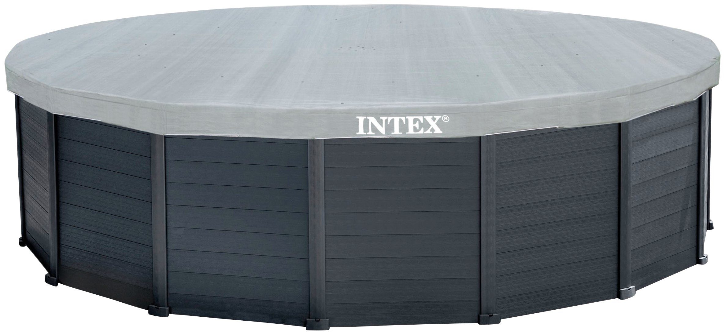 Intex Opzetzwembad Graphite Gray Panel Øxh: 478x124 cm, inclusief zandfilter, ladder met dek- en grondzeil(set)