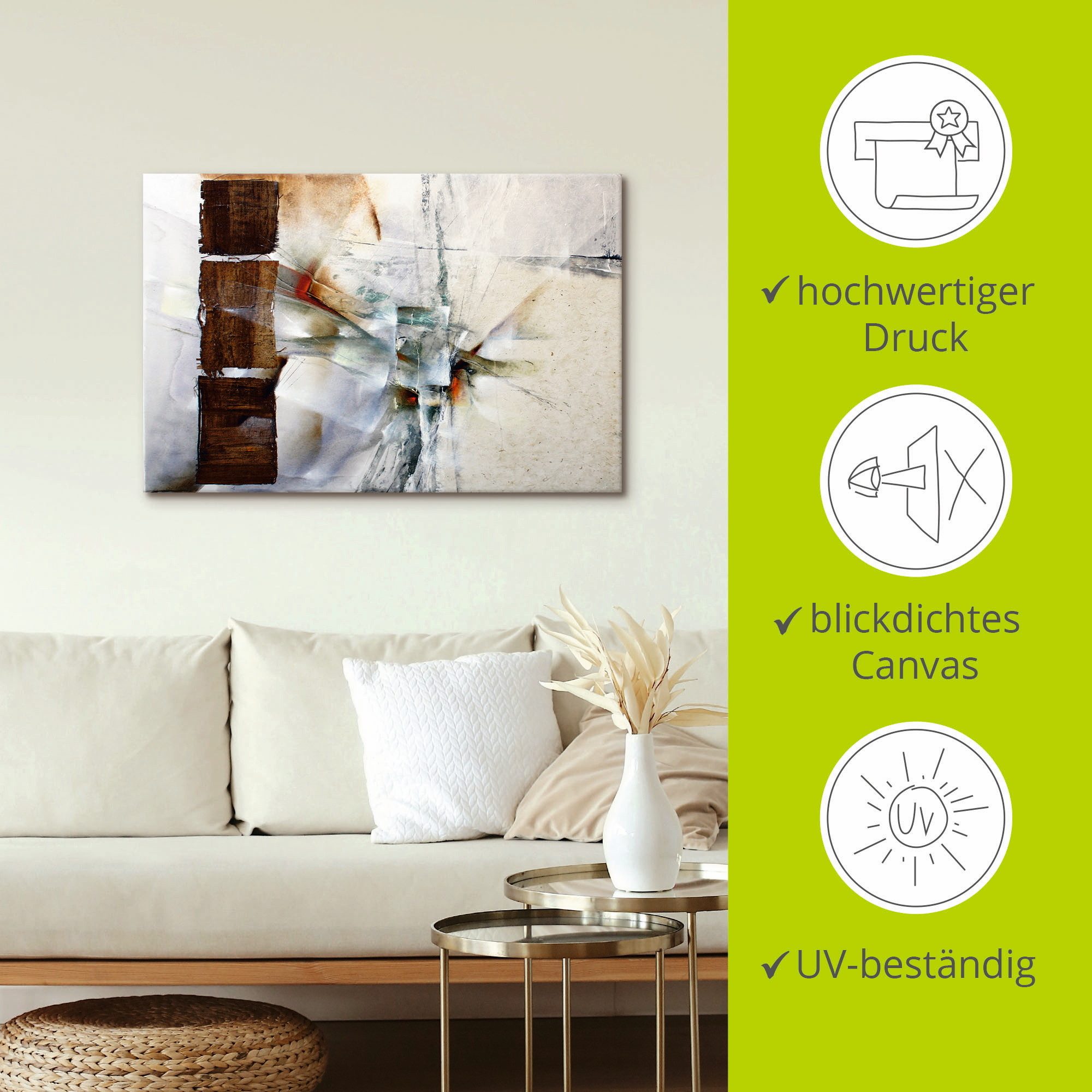 Artland Artprint Abstracte compositie in wit als artprint van aluminium, artprint voor buiten, artprint op linnen in verschillende maten
