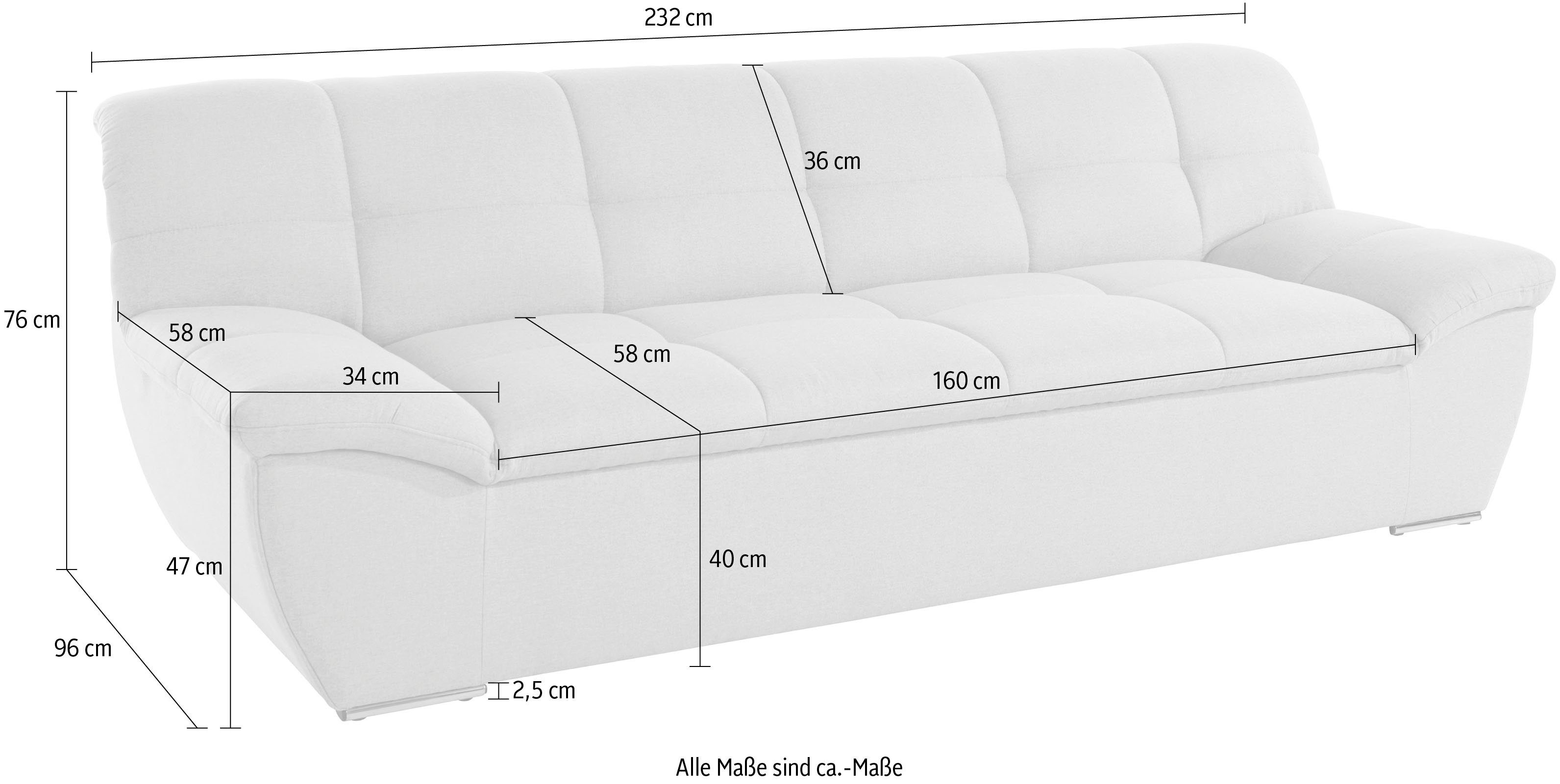 DOMO collection 3-zitsbank Lagoa, moderne zittingstikking, comfortabel en comfortabel