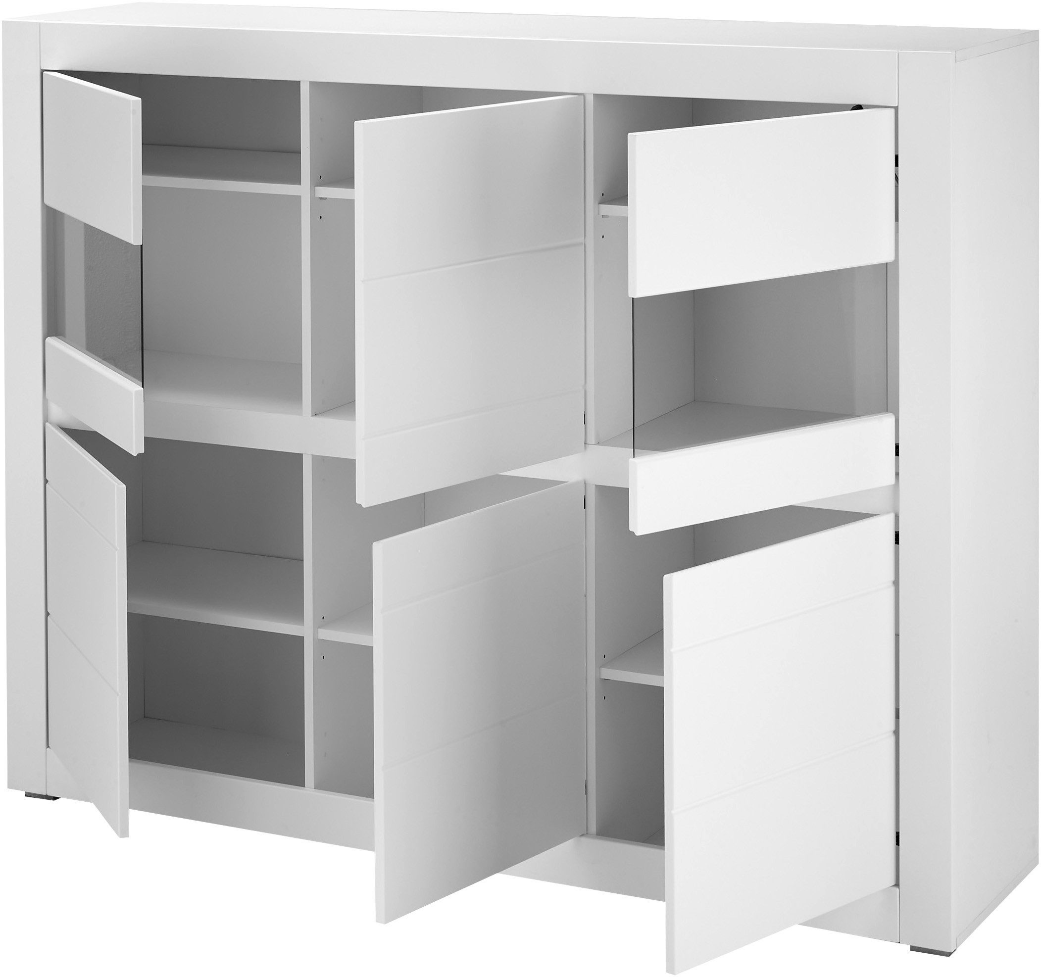 INOSIGN Highboard Chester, moderne ladekast, Kast met opbergruimte, Sideboard in Mat Wit (1 stuk)
