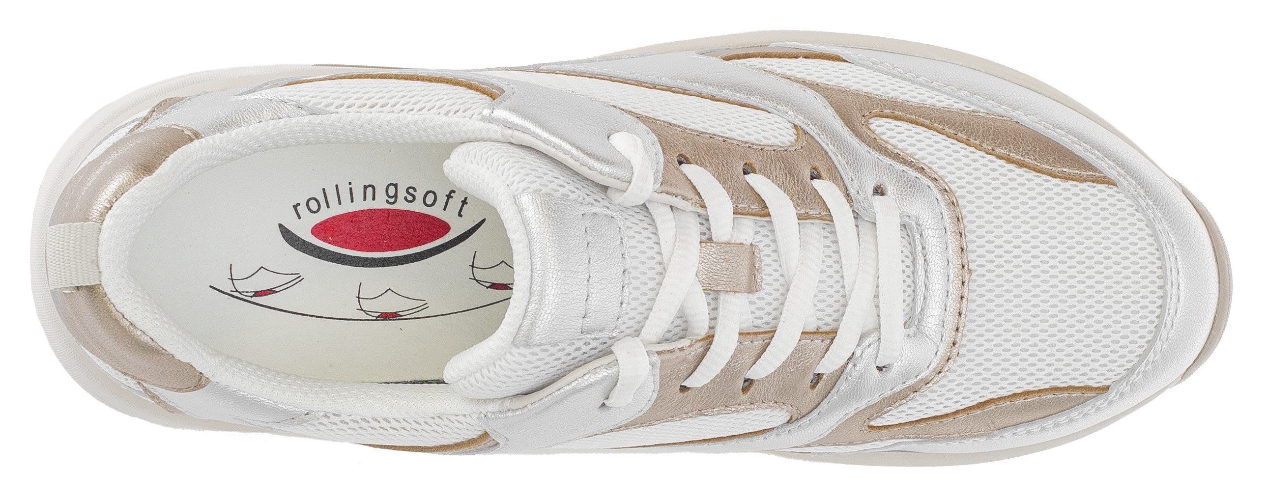 Gabor Rollingsoft Sneakers met sleehak , vrijetijdsschoen, lage schoen, veterschoen met rollingsoft-loopzool