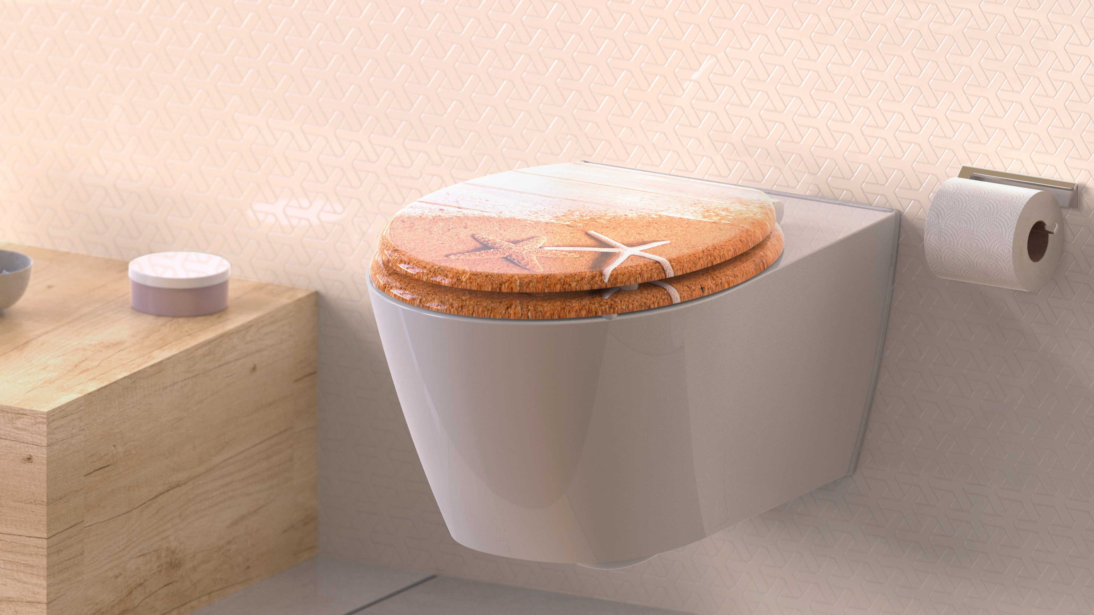welltime Toiletzitting Zeester met softclosemechanisme, mdf, krasvast