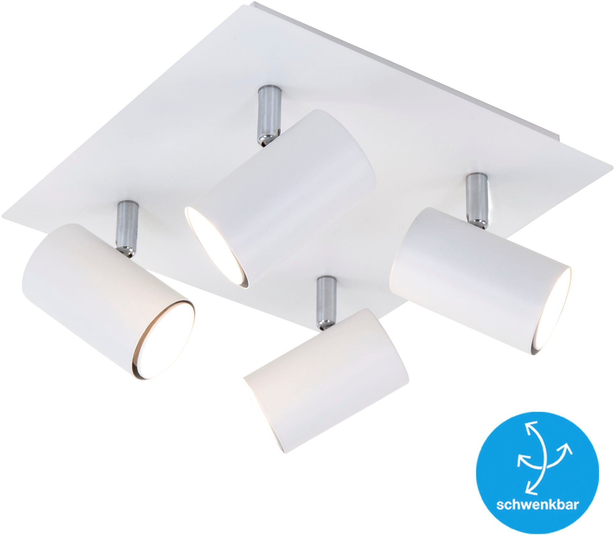 Briloner Leuchten Ledplafondspots 2857046 Run Plafondlamp, 26,5x26,5x12,3 cm, wit, max. 40W, GU10, woonkamer, gang