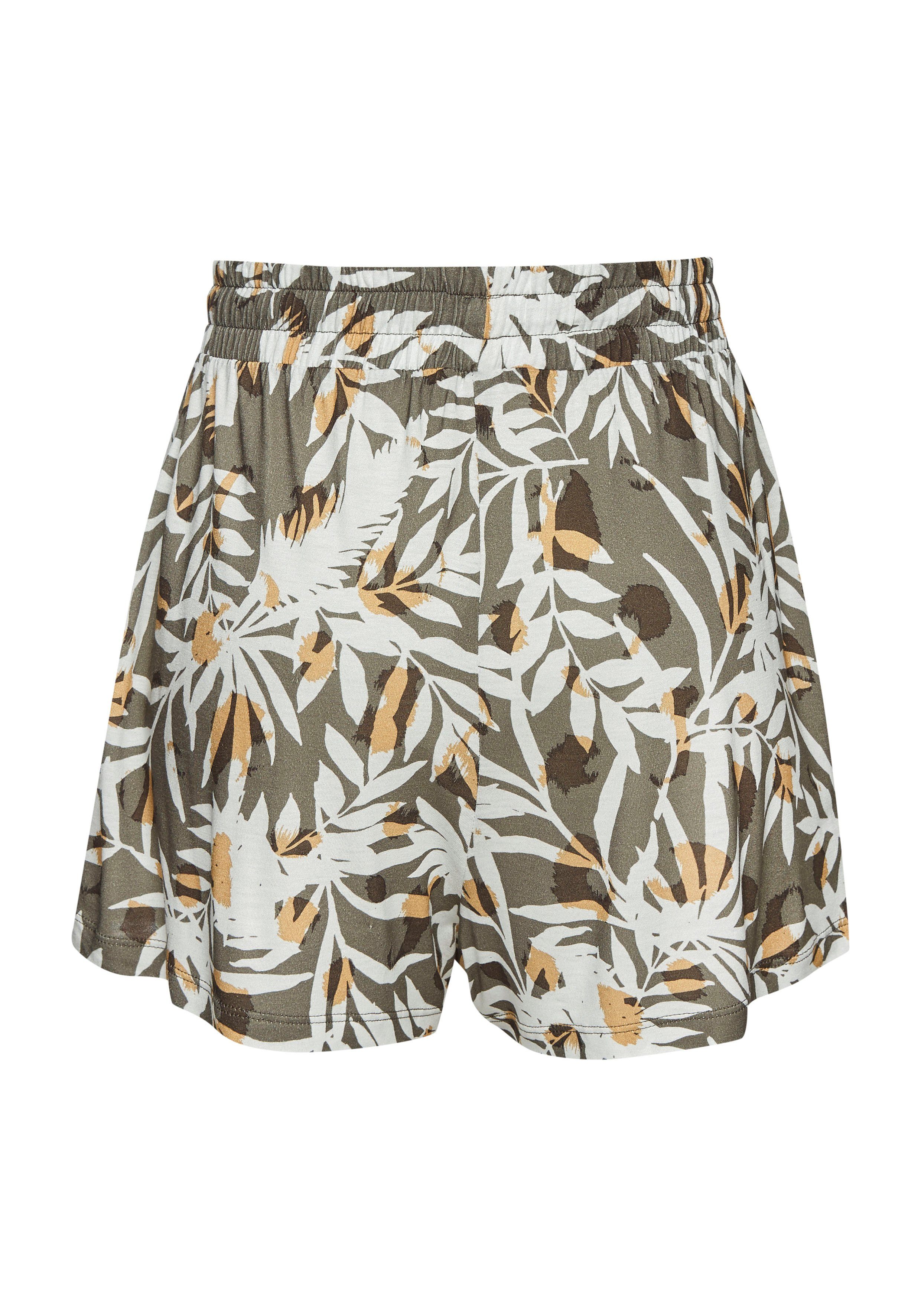 Vivance Short met alloverprint van viscose-jersey, korte broek met zakken