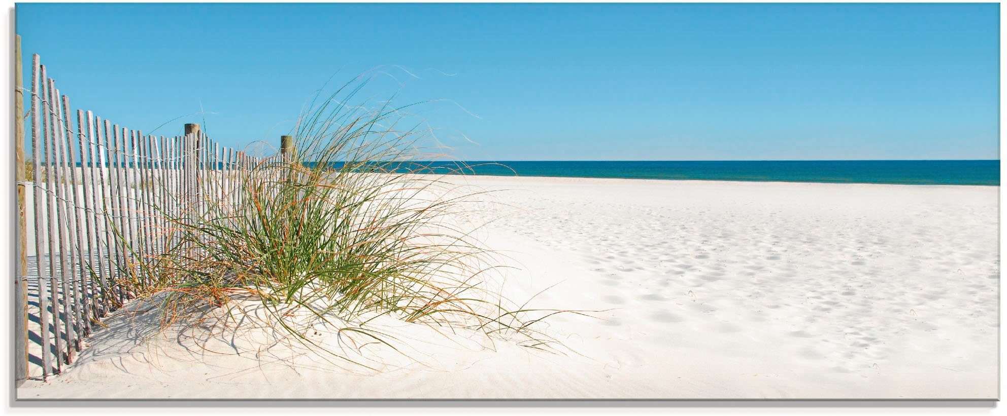 Artland Print op glas Mooie duinen met grassen en hek