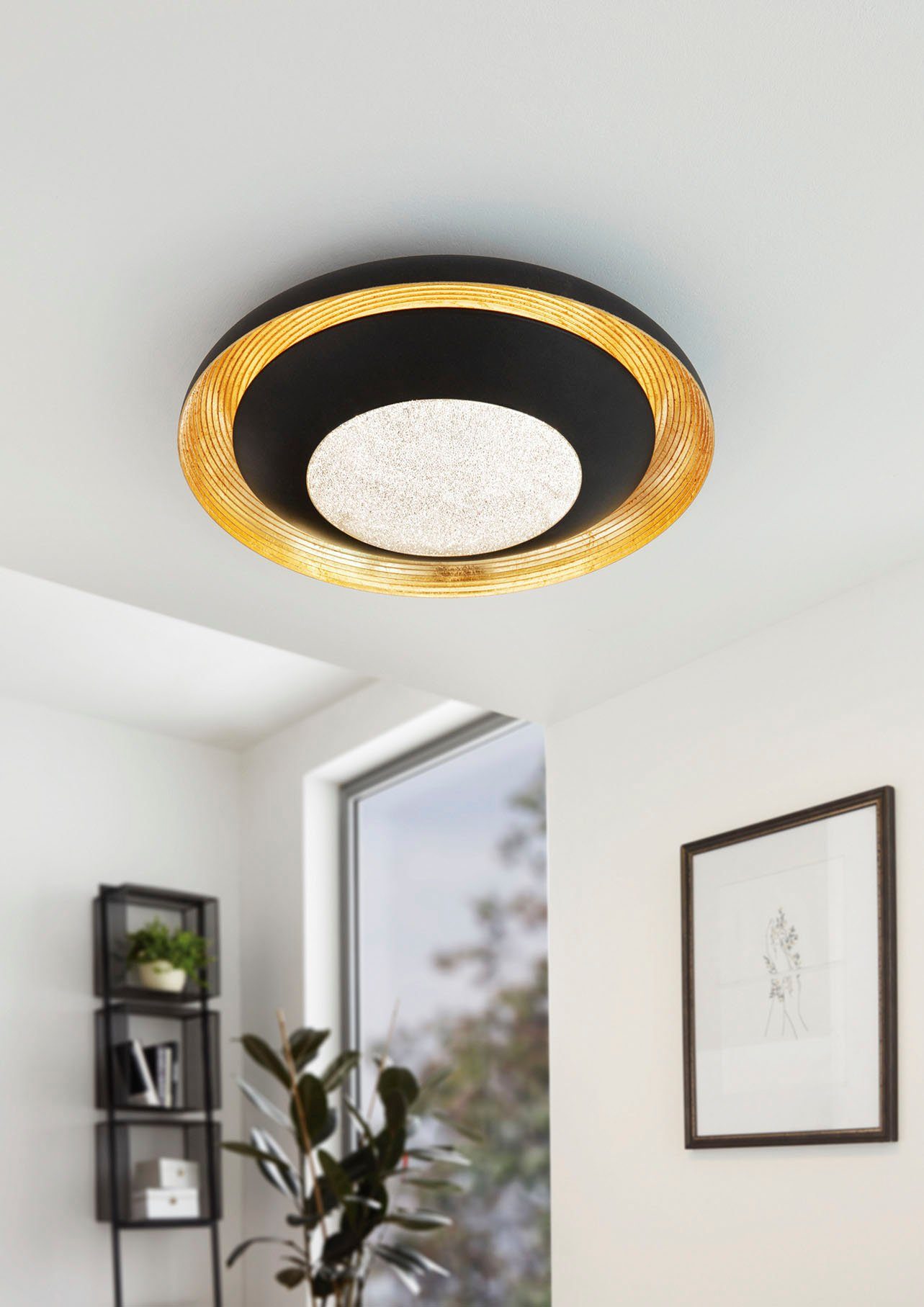 EGLO Plafondlamp CANICOSA 2 plafondlamp, goud, zwart, dimbaar, tuneable white, CCT (1 stuk)