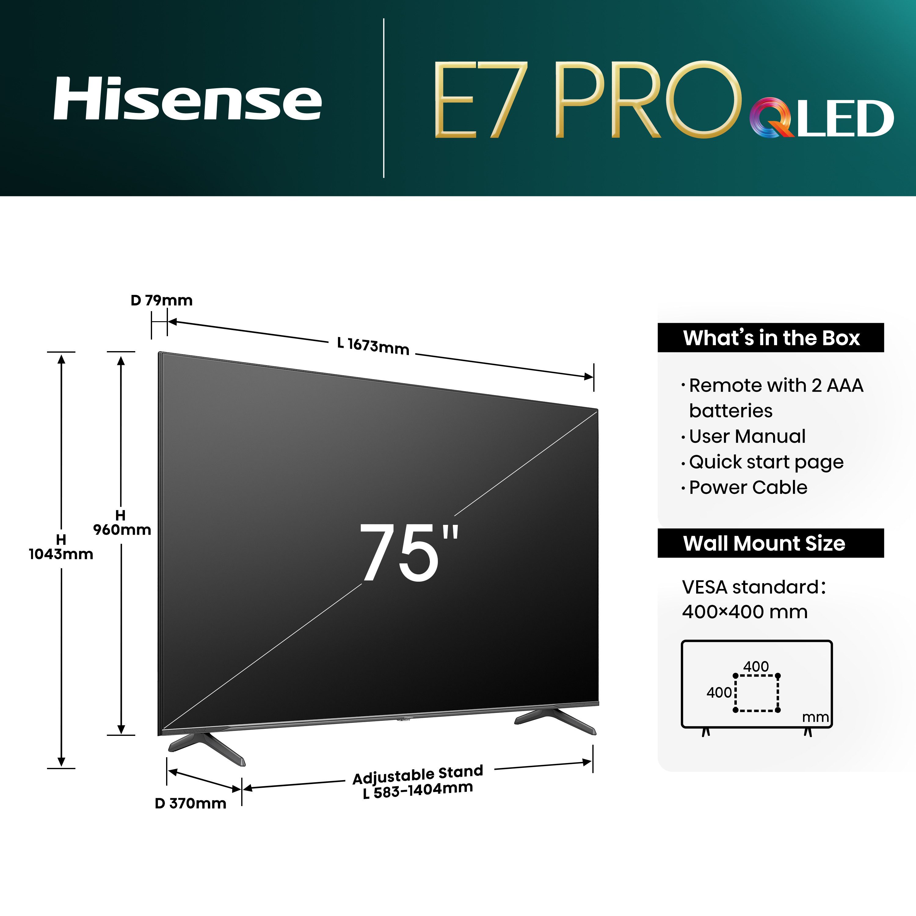Hisense QLED-TV, 189 cm / 75", 4K Ultra HD, Smart TV, 4k uhd, qled