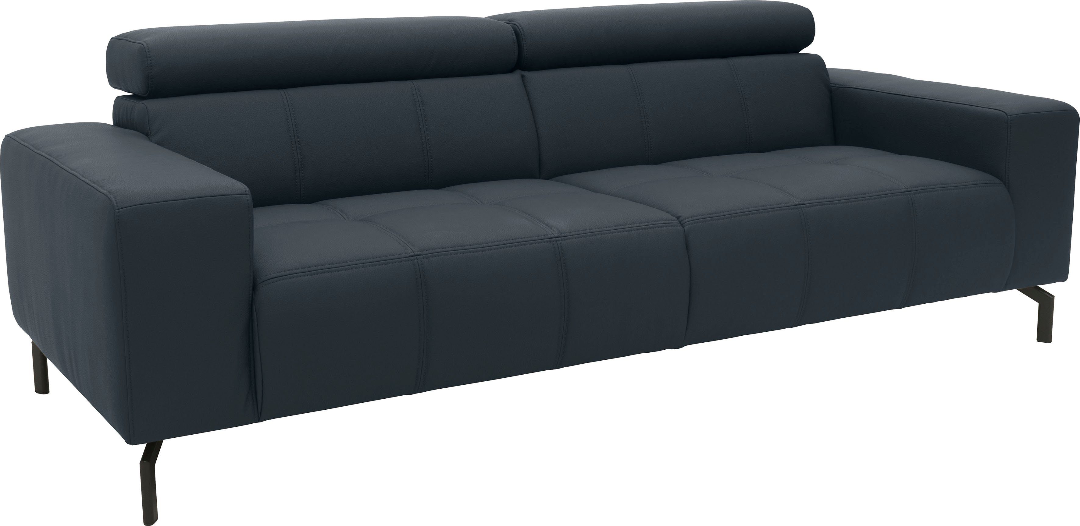 DOMO collection 2,5-zitsbank Cunelli tijdloos en elegant, moderne zitnaden als designelement, naar keuze met 6-voudig verstelbare hoofdsteunen, stevig zitcomfort