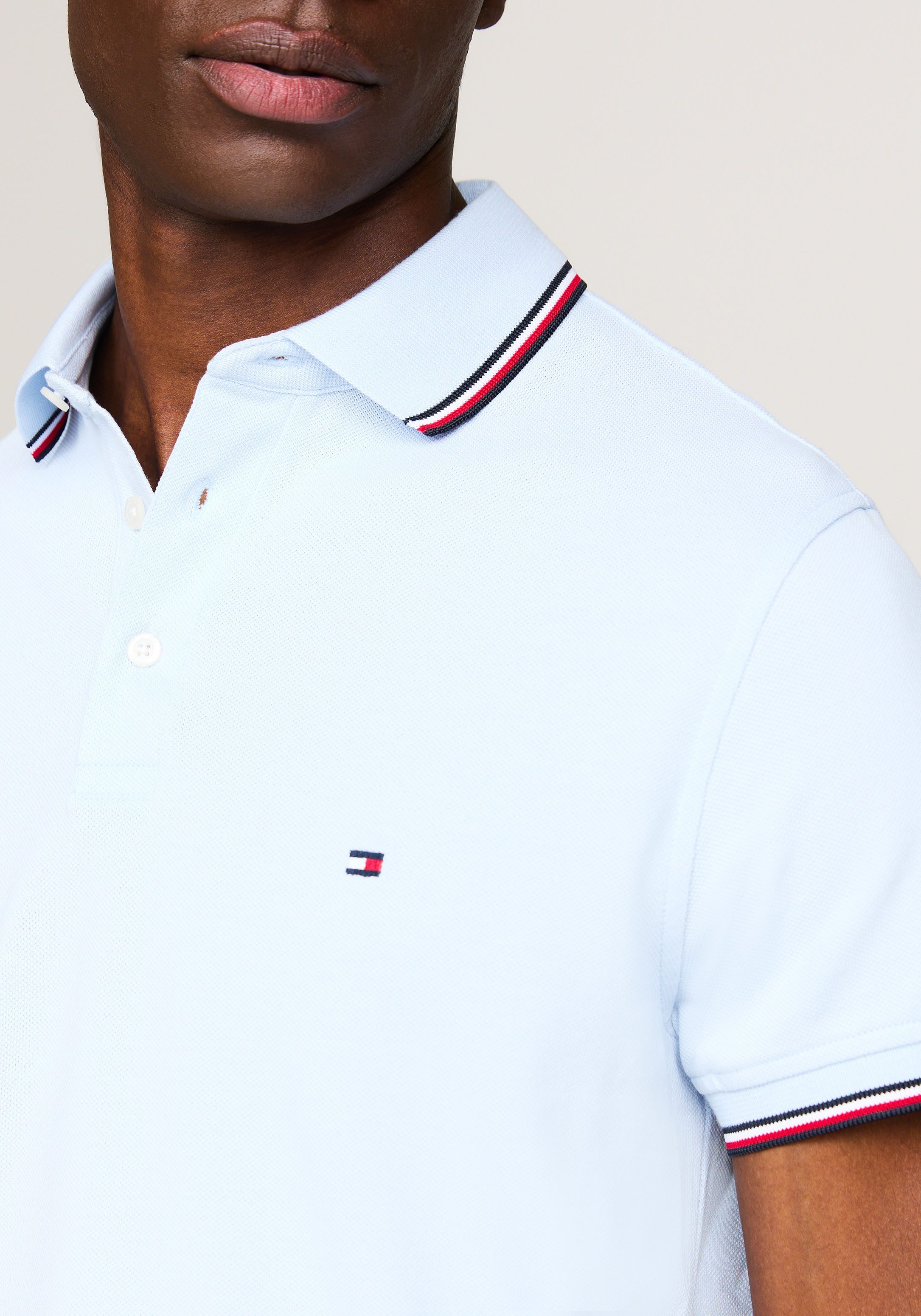 Tommy Hilfiger Poloshirt 1985 RWB TIPPED SLIM POLO met th-kleuren op de mouwen en kraag