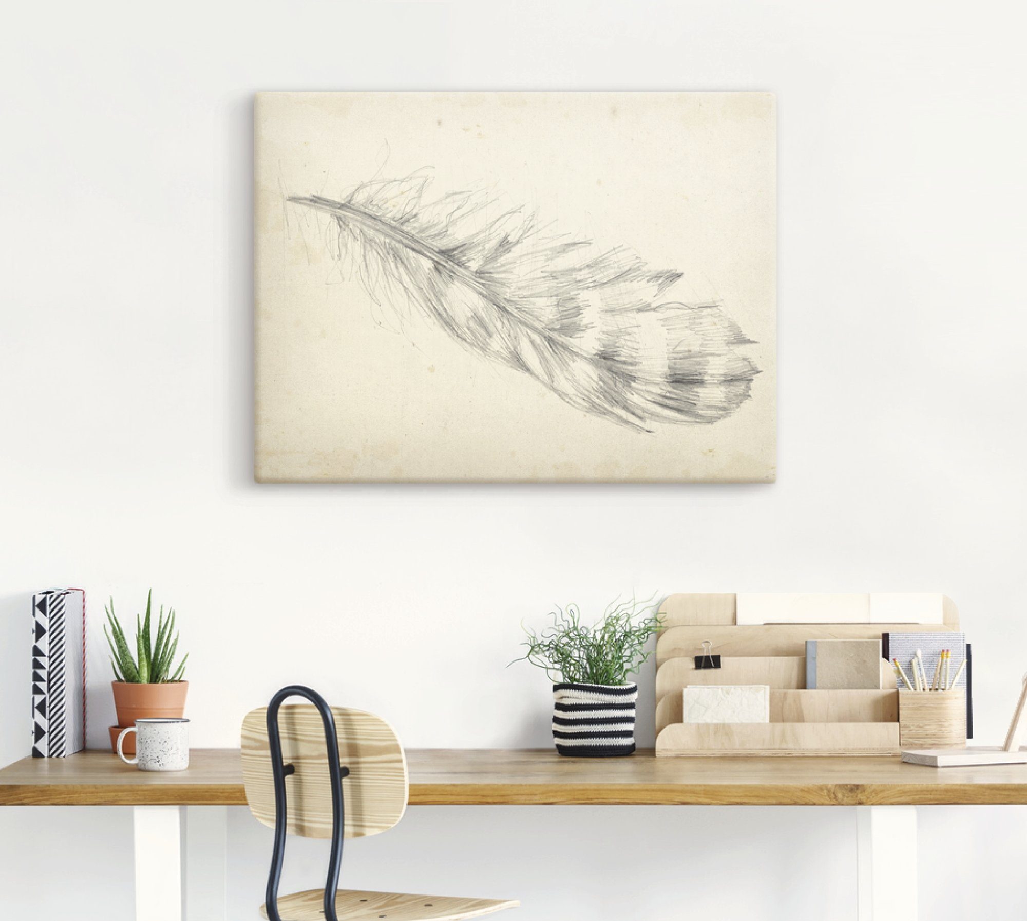 Artland Artprint op linnen Veerschets II gespannen op een spieraam