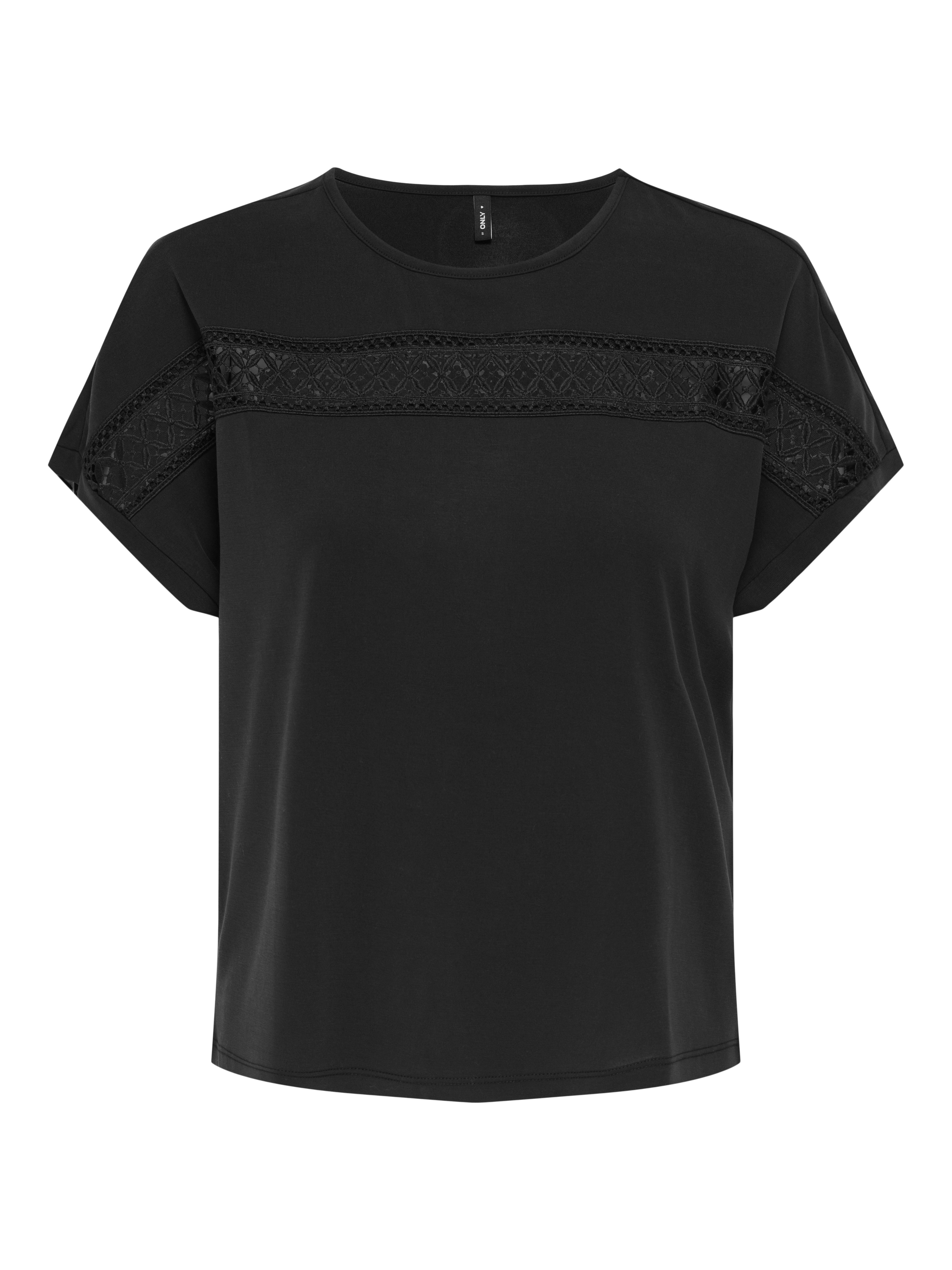 Only Shirt met korte mouwen ONLFREE LIFE S/S LACE PANEL TOP JRS