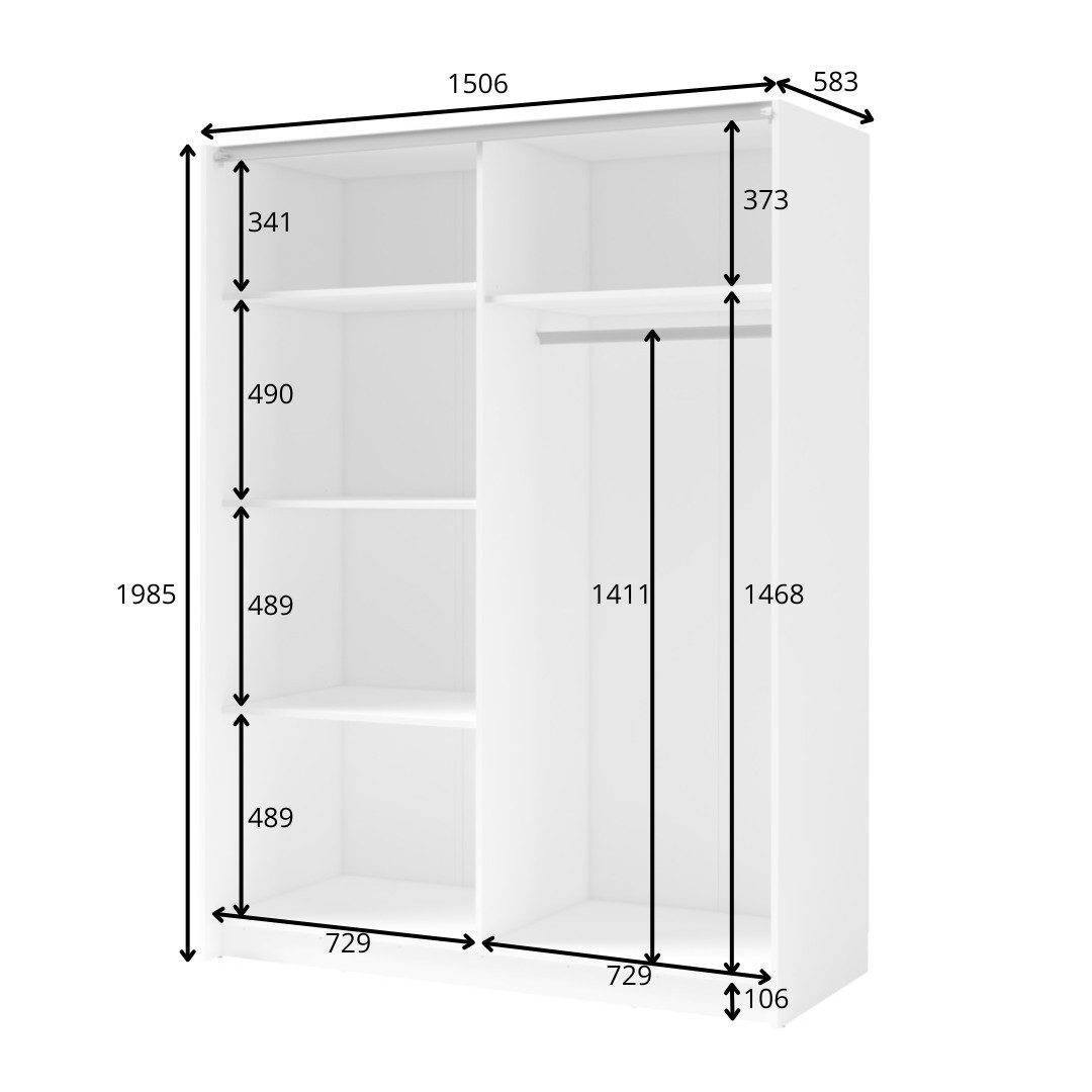 INOSIGN Kledingkast Charisy met spiegel, 4 inlegplanken en kledingstang