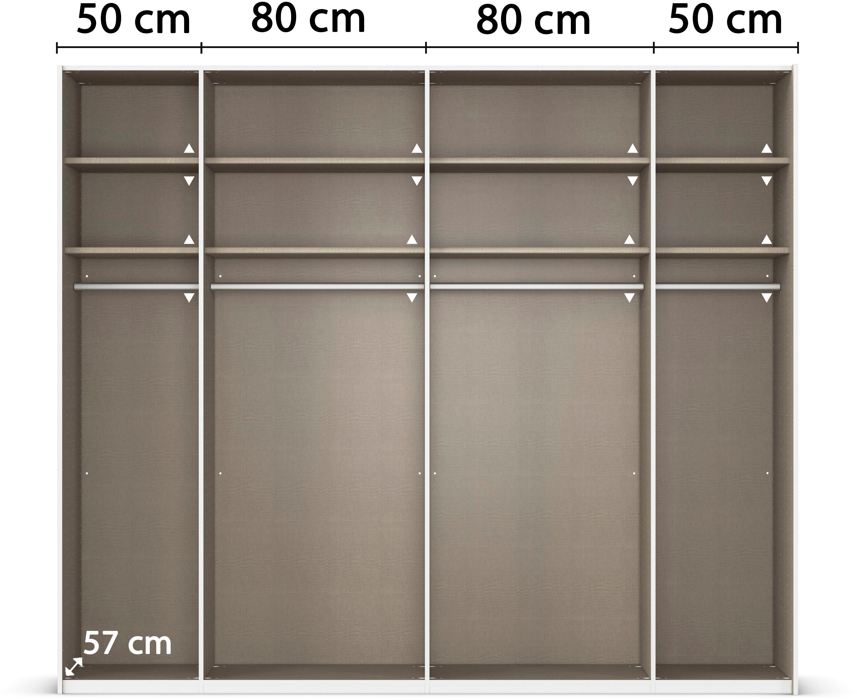 rauch Schuifdeurkast Kledingkast kast garderobe linnenkast TEGIO met hoogwaardige houtdecoratie en glazen front made in germany