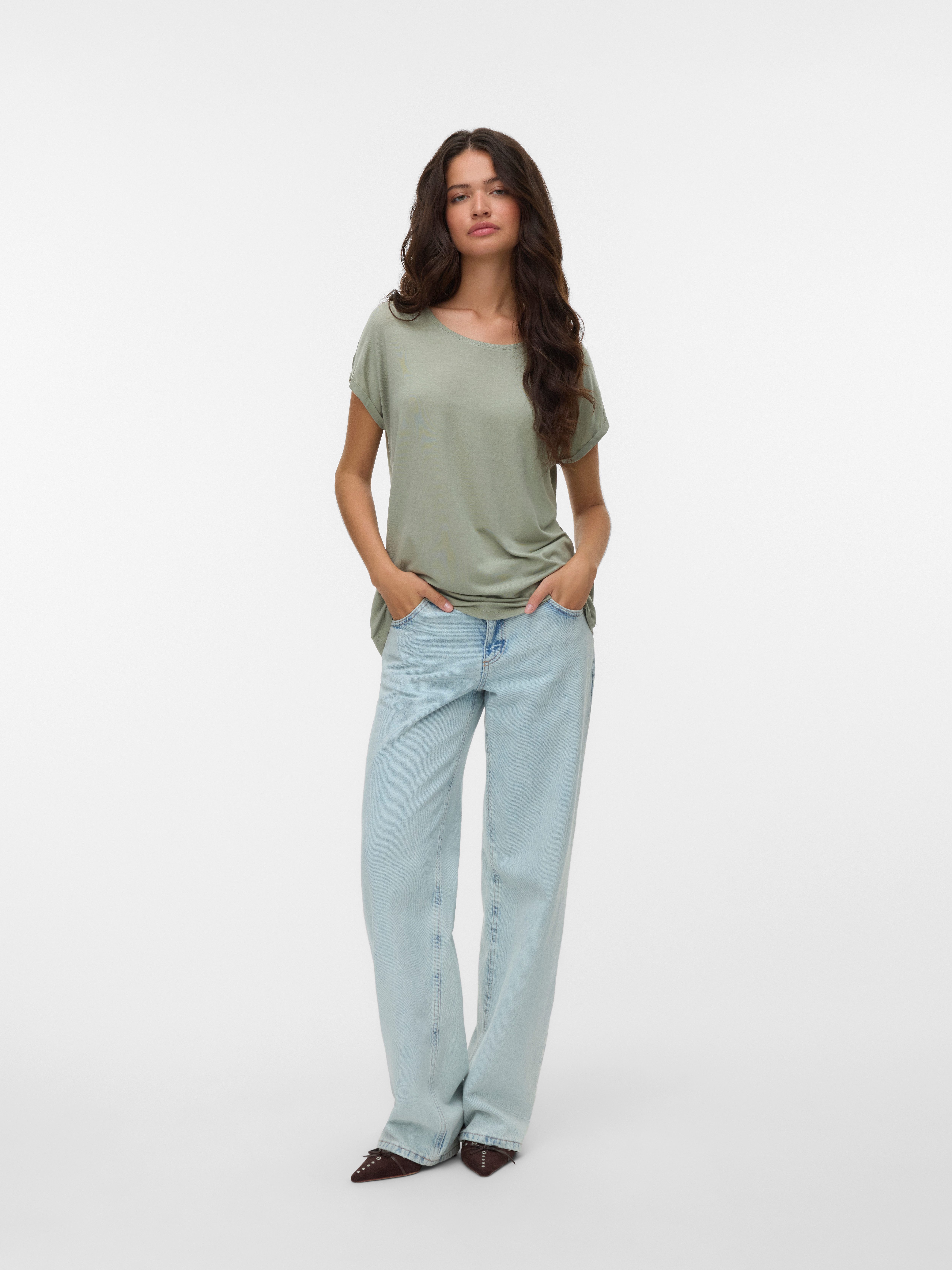 Vero Moda Shirt met ronde hals VMAVA PLAIN SS TOP GAJRS NOOS
