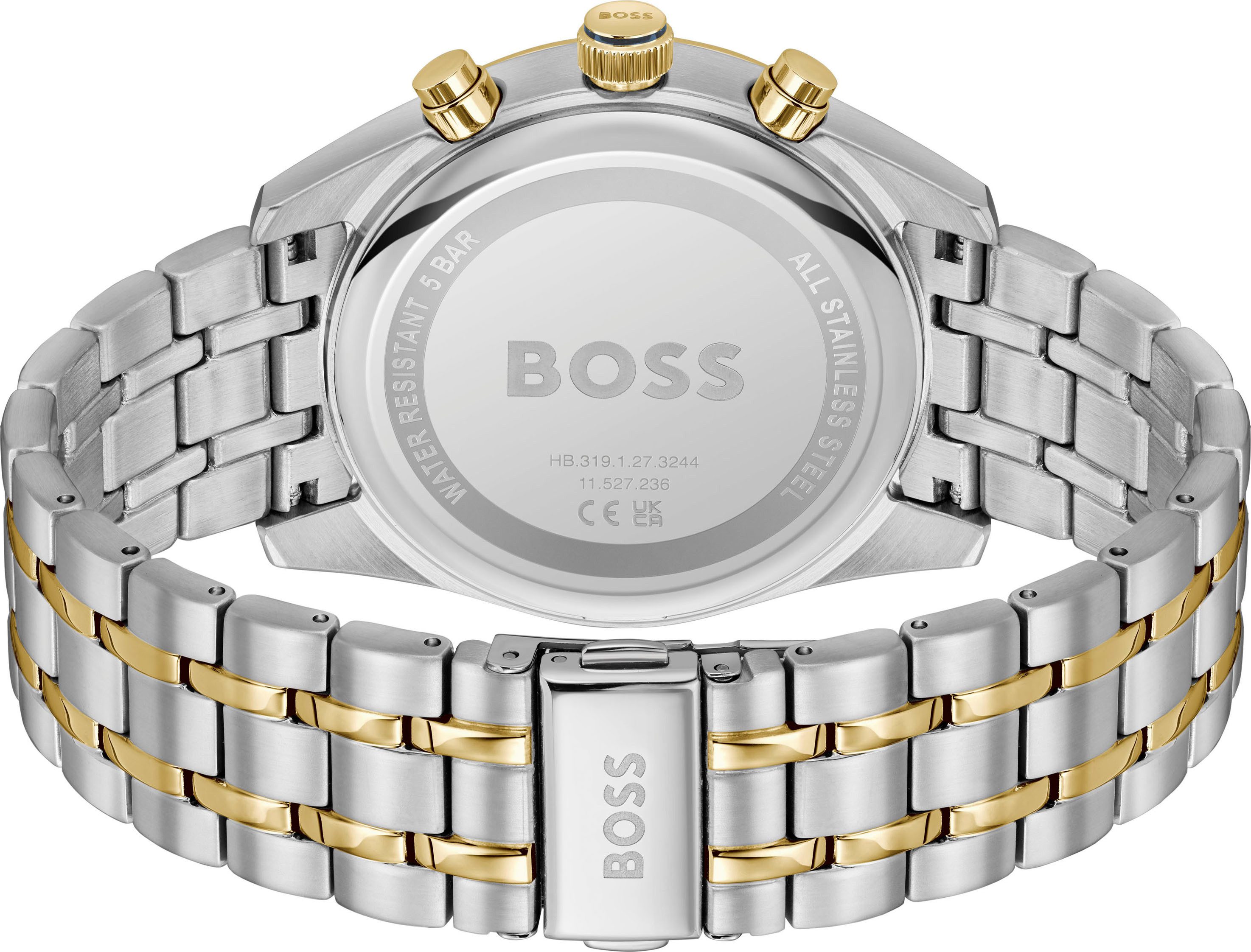 Boss Chronograaf SKYTRAVELLER Quartzhorloge, horloge, herrenuur, leren band, analoog, dag