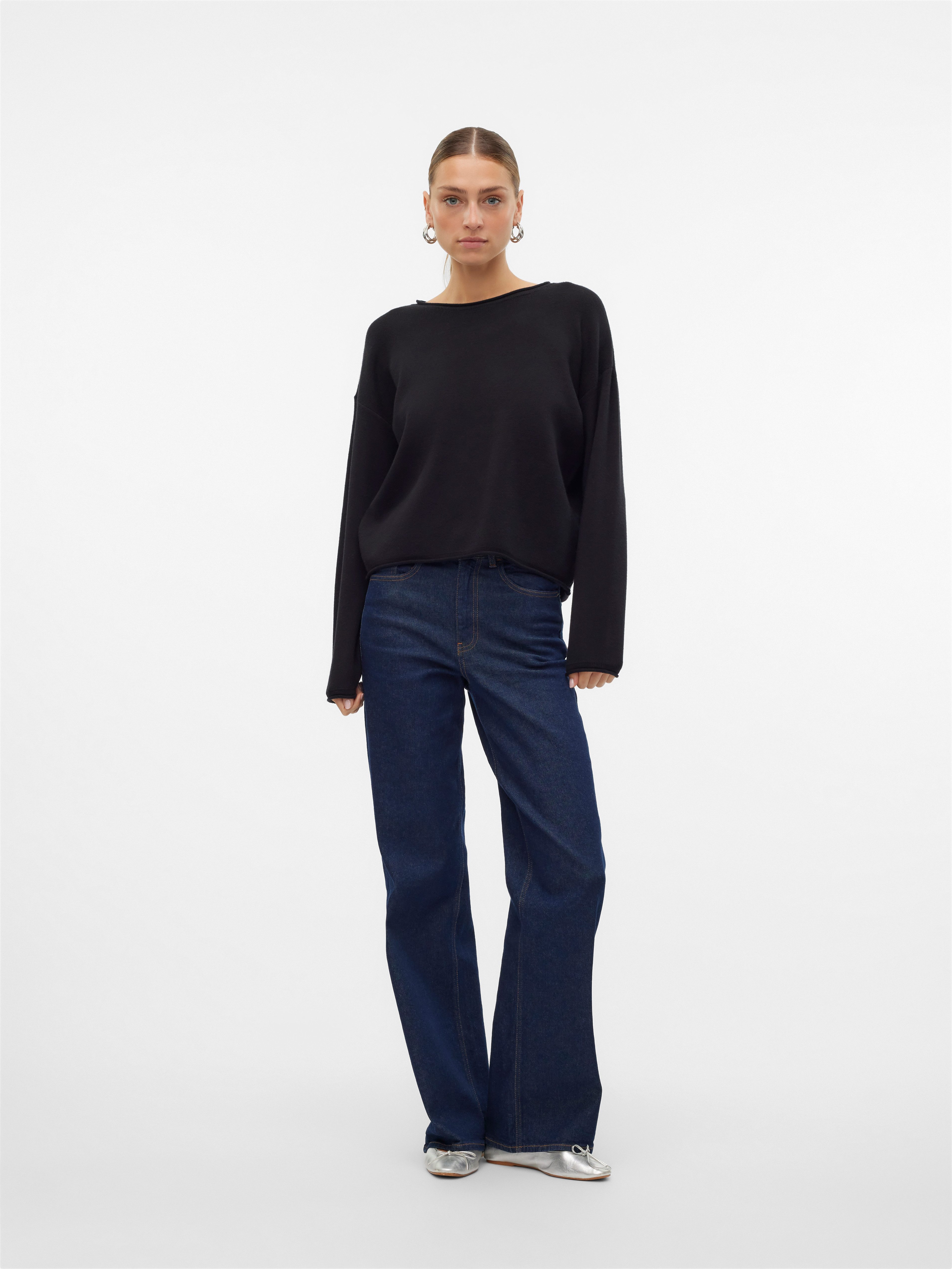 Vero Moda Gebreide trui VMGOLD ROLL LS O-NECK PULLOVER GA