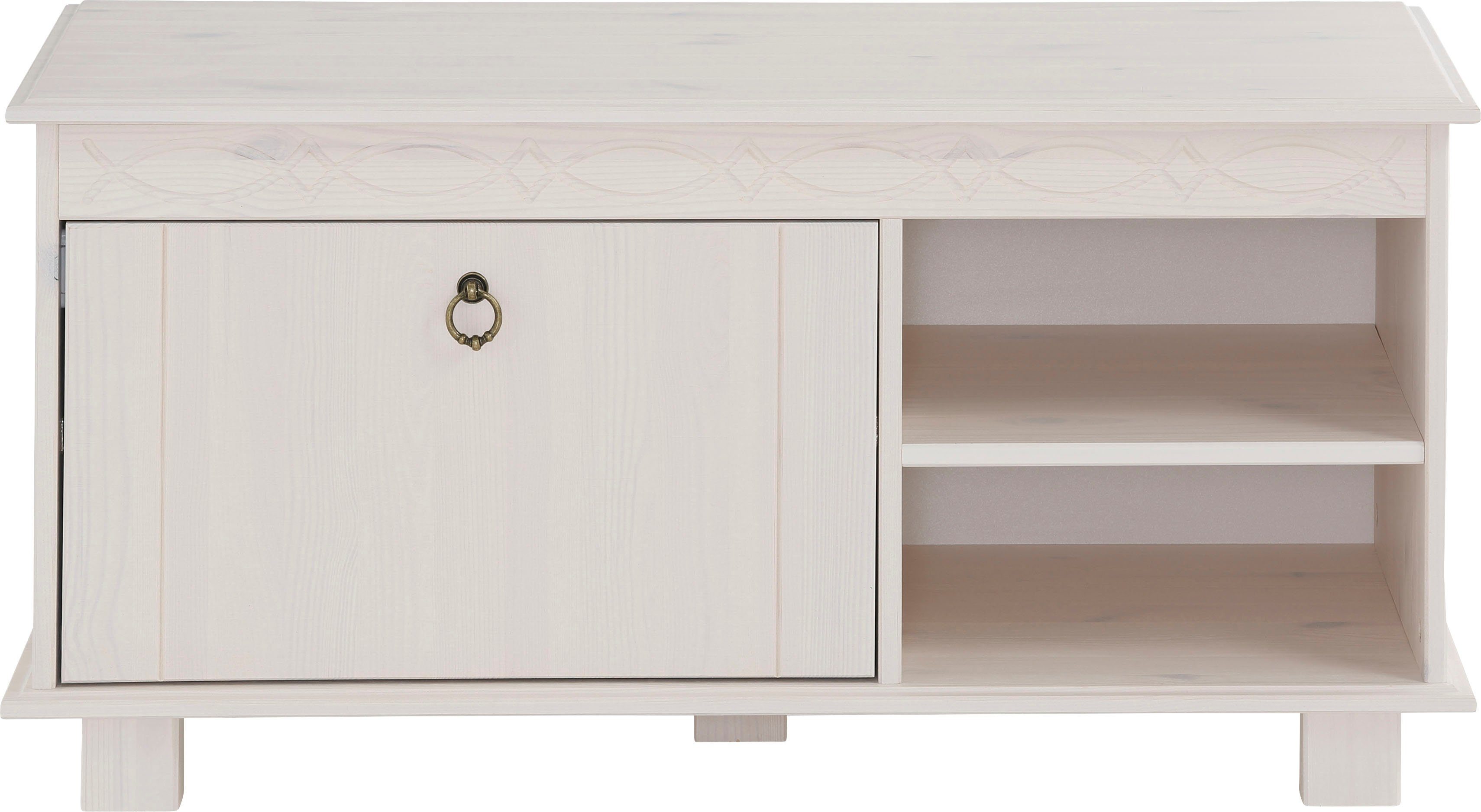 Home affaire Schoenenbank Indra van massief dennenhout, fsc®, breedte 90 cm, discreet ornament