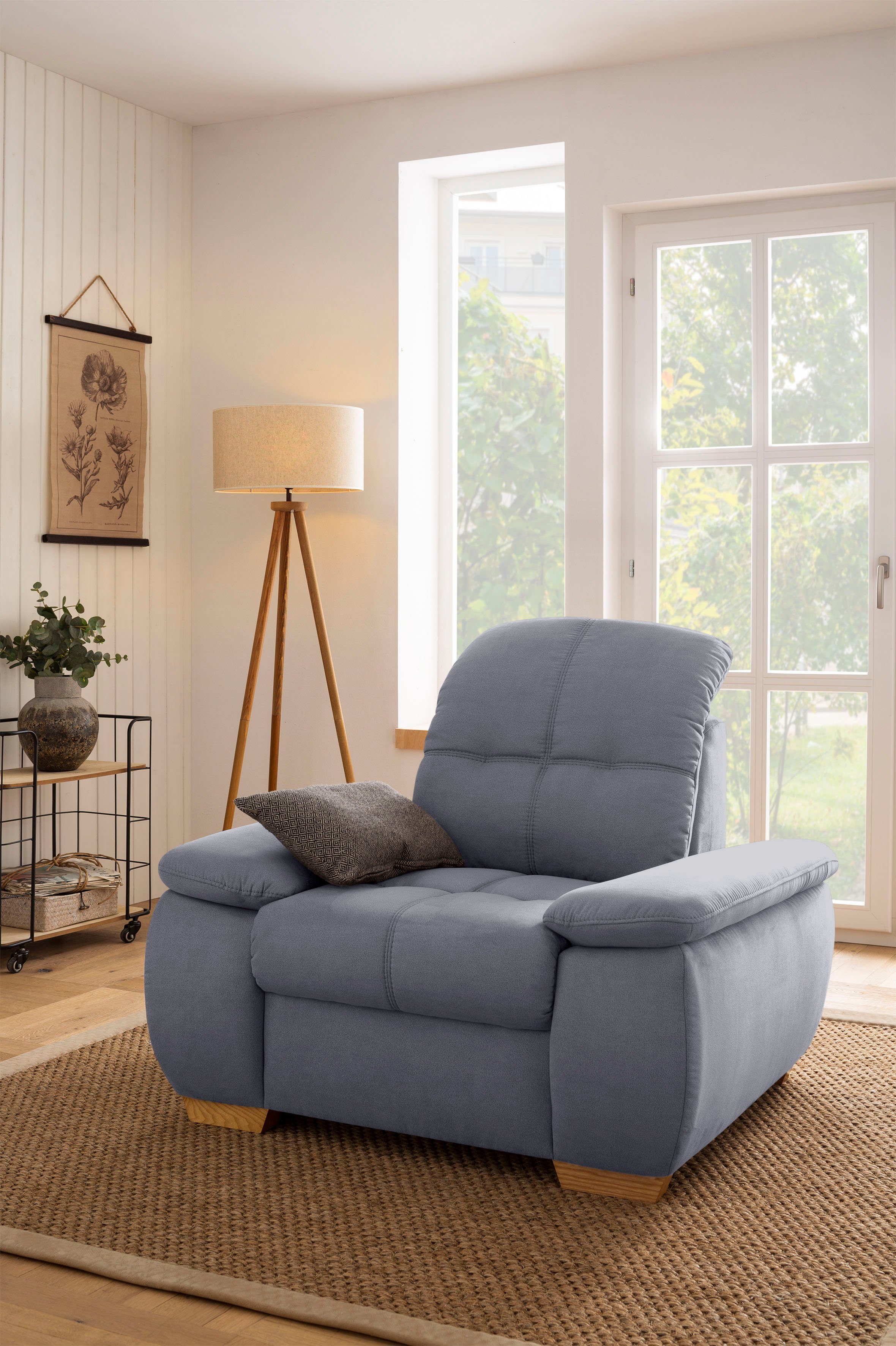 Home affaire Fauteuil Lotus home luxe naar keuze met verstelbare hoofdsteun en aqua clean-bekleding voor het gemakkelijk reinigen met water, tot 140 kg belastbaar