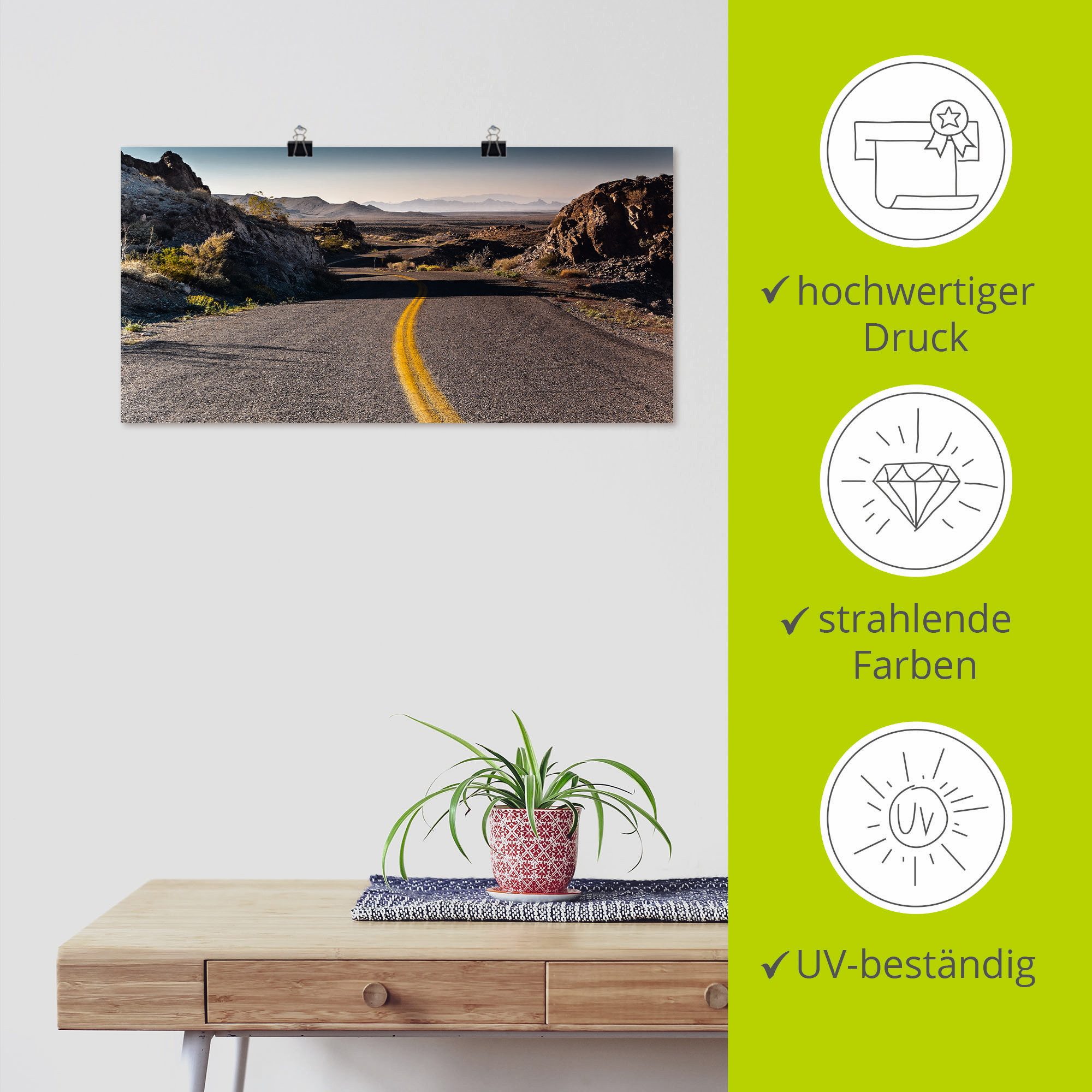 Artland Poster Historische Route 66 als artprint van aluminium, artprint op linnen, muursticker of poster in verschillende maten