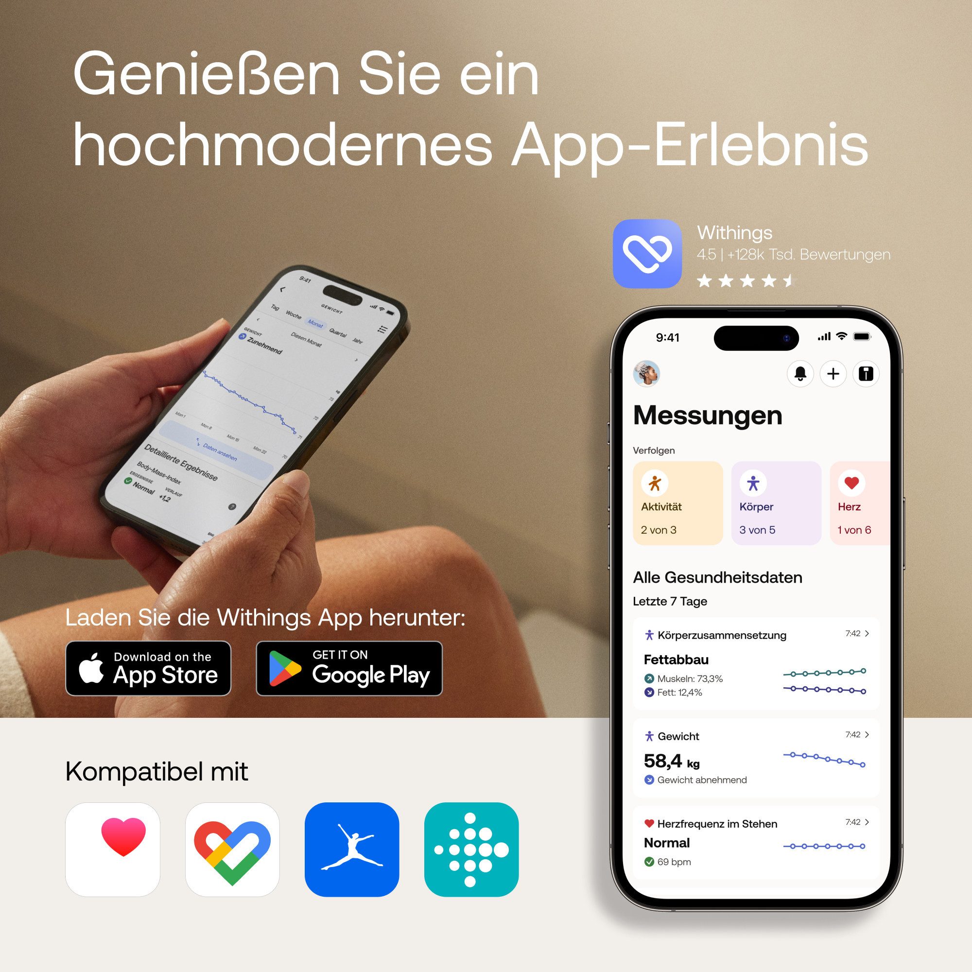 Withings Personenweegschaal Body Smart, inclusief lichaamsvet-/spiermassa automatische detectie en tracking van tot 8 gebruikers