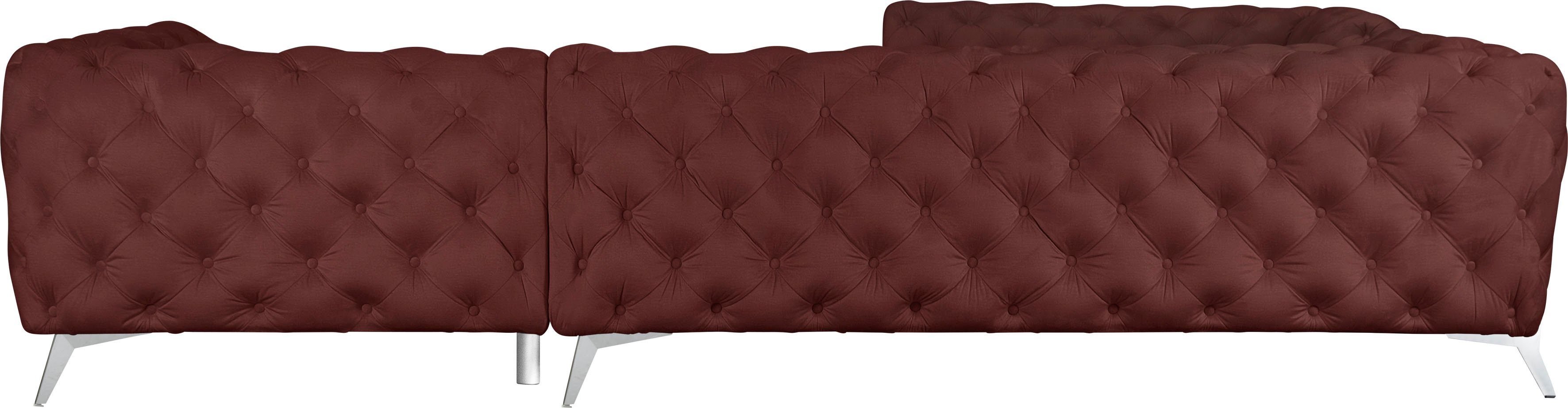 Leonique Chesterfield-bank Amaury L-vorm grote hoekbank, chesterfield-look, breedte 323 cm, kleur van de poten ter keuze