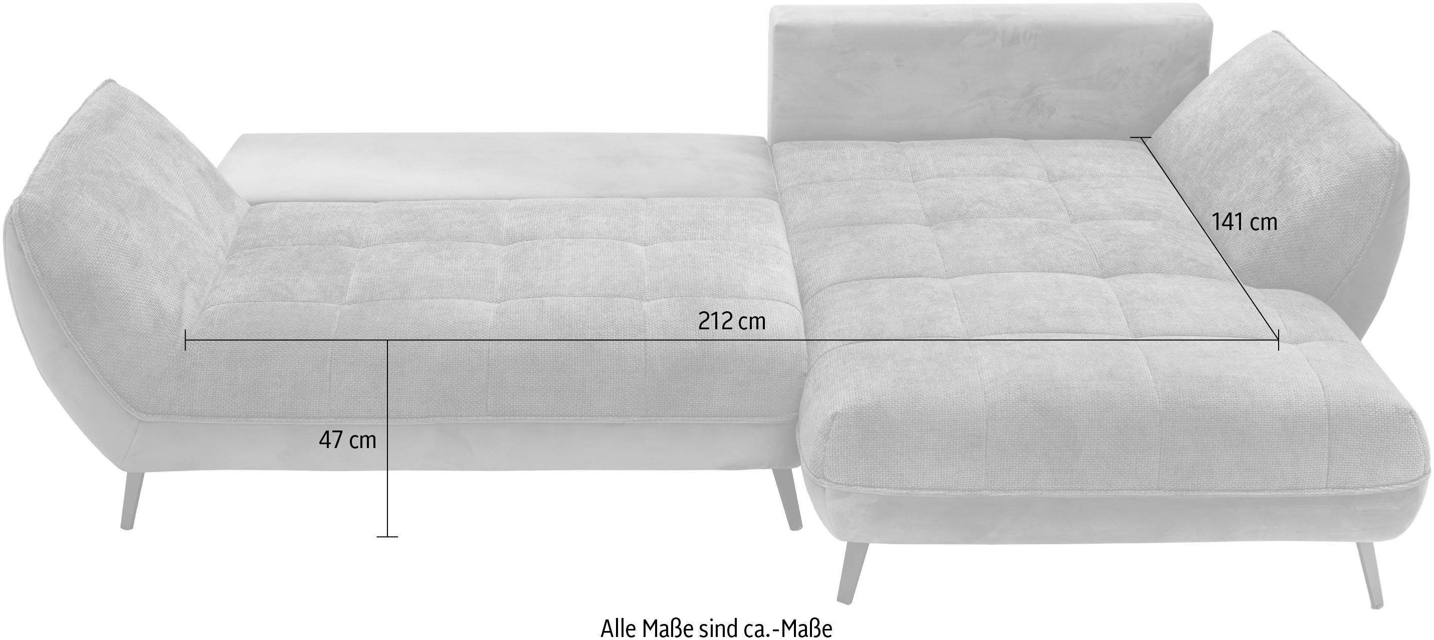 exxpo - sofa fashion Hoekbank Midway met eenvoudige Easy-Lift bedfunctie, comfortabel en modern