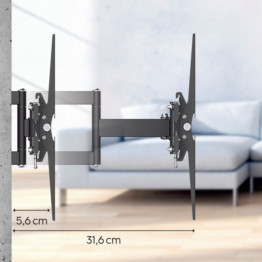 Hama Tv-wandhouder Beugel, draaibaar, kantelbaar, uitschuifbaar van 48 - 122 (19" - 48")