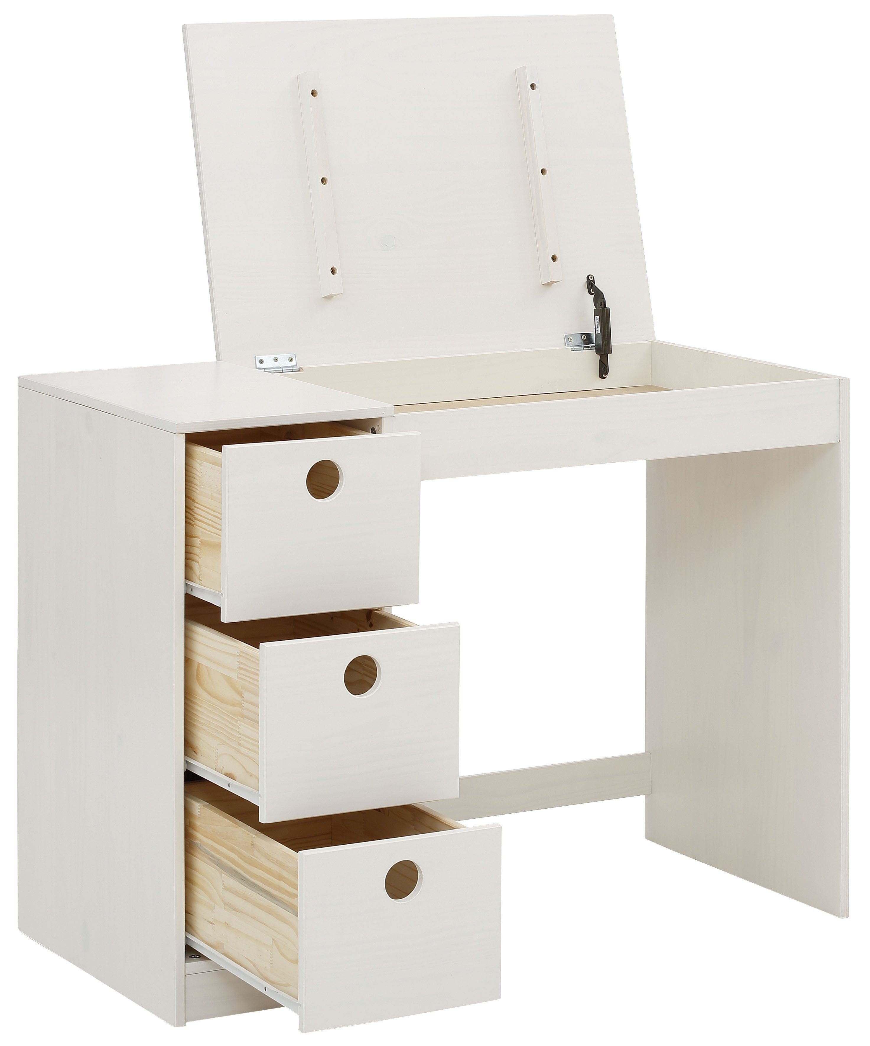 Lüttenhütt Kinderbureau Alpi Grenenhout, wangenonderstel, met 3 laden, tafelbreedte 100 cm