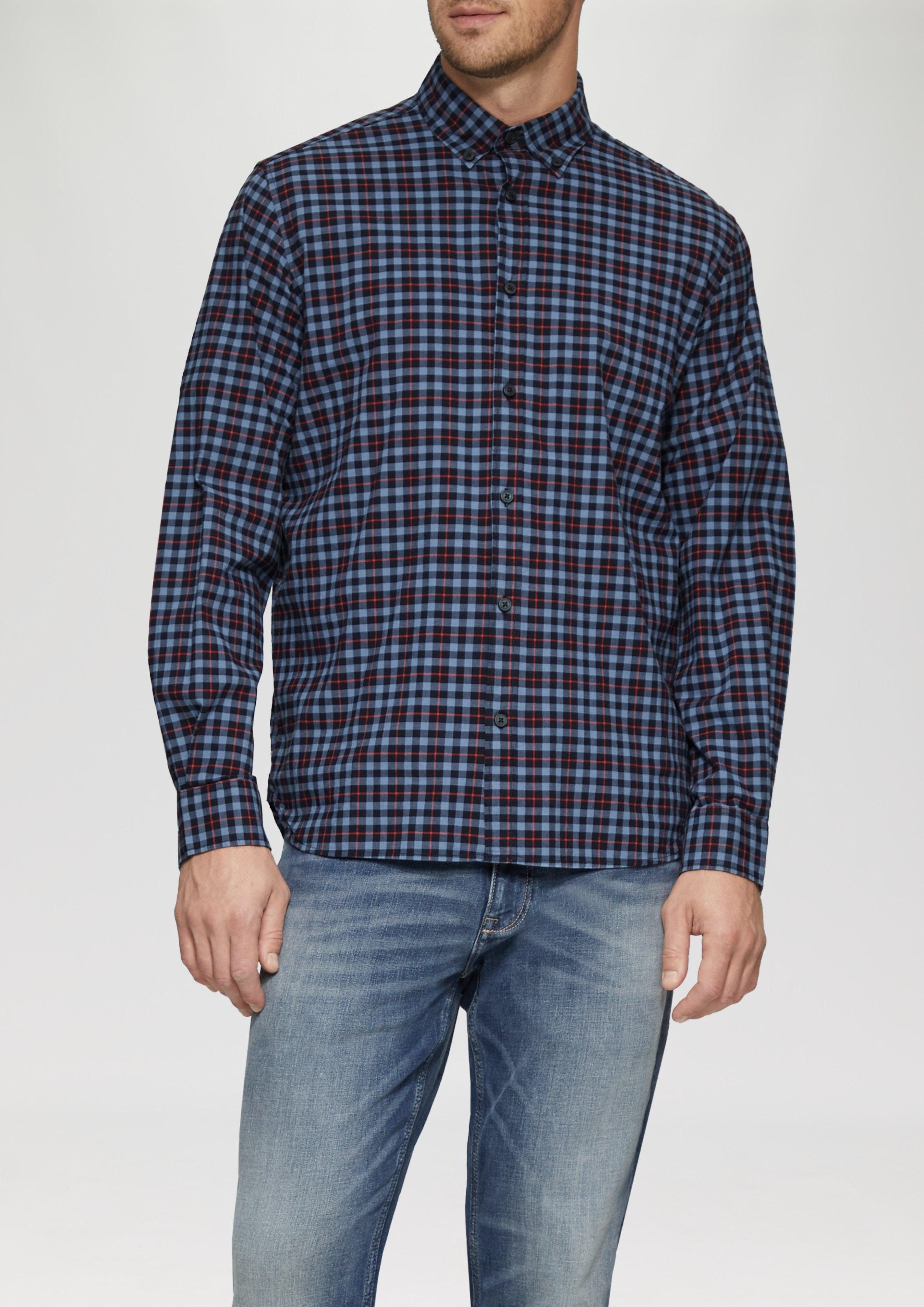 s.Oliver Geruit overhemd met ruitpatroon heren casual overhemden maat S blauw