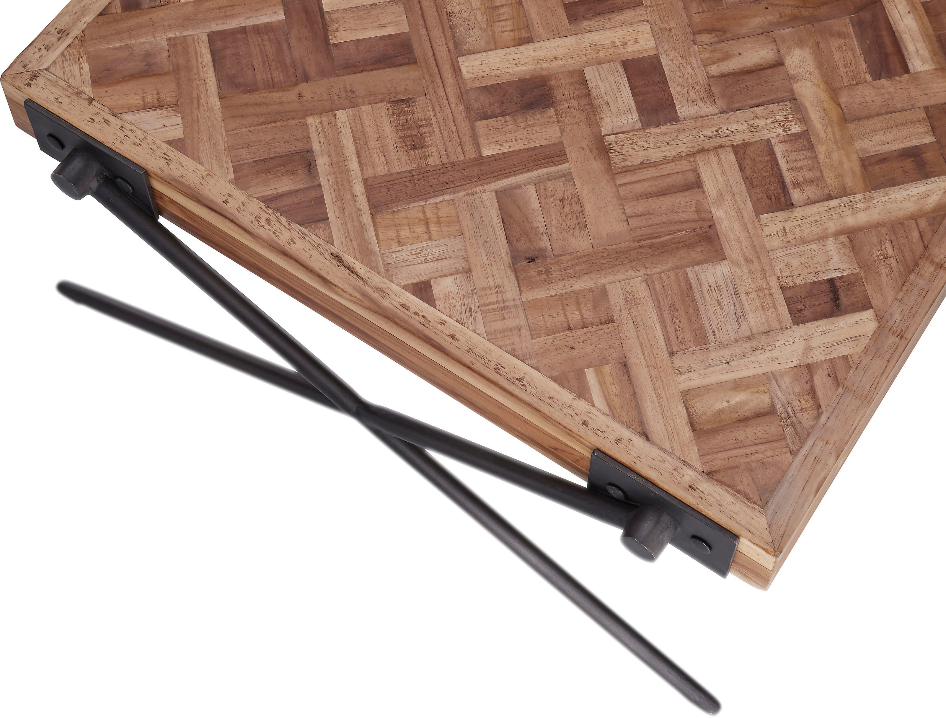 Stolkom Salontafel Akoni 2-delig set massief teak gerecycled met patroon