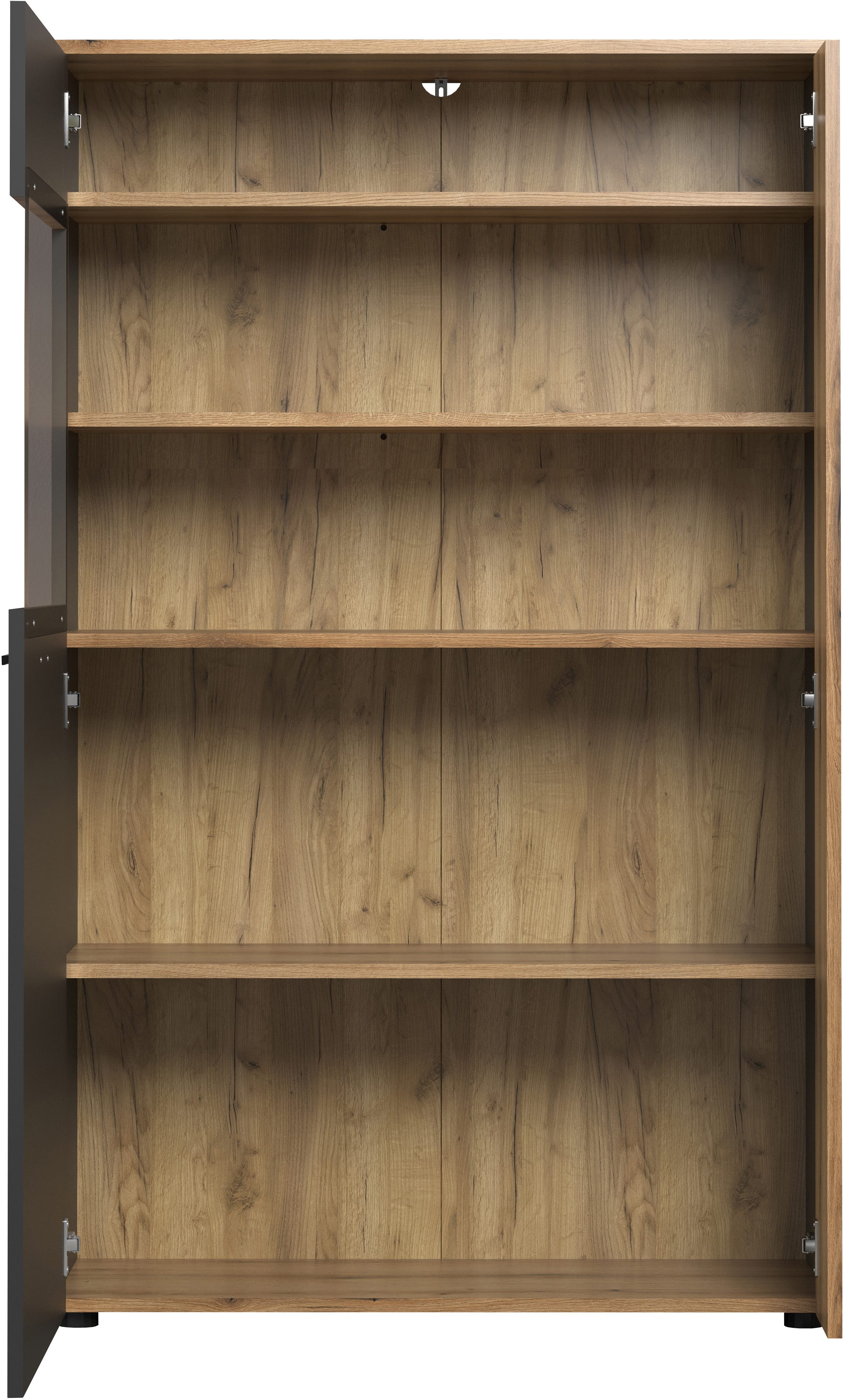 INOSIGN Highboard Estepona Vitrine met groeflook - deuren links of rechts monteerbaar (1 stuk)