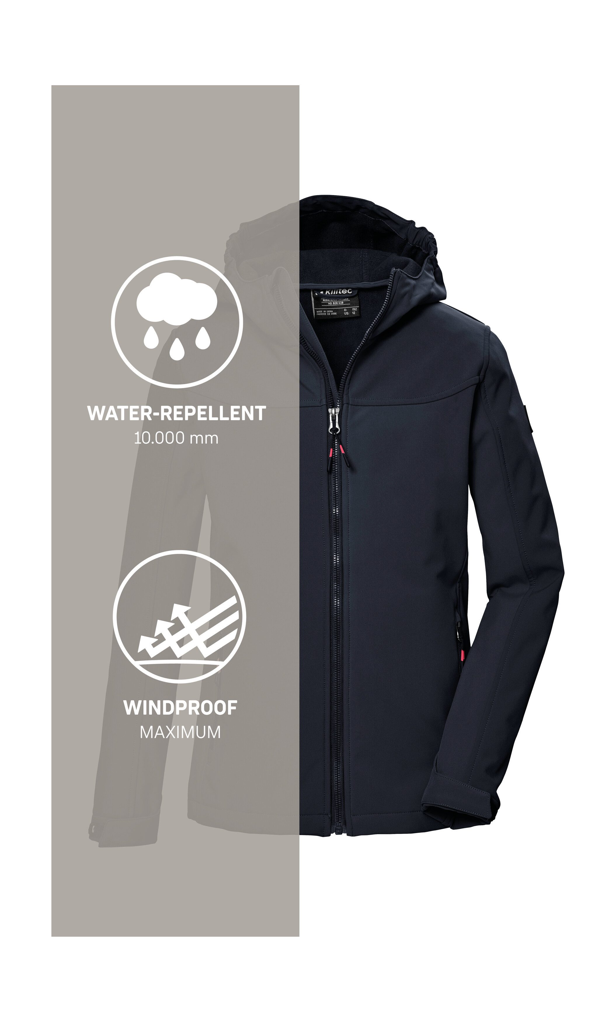 Killtec Softshell-jack KOS 145 GRLS SFTSHLL JCKT Wind- en waterafstotende meisjesjas, ademend mesh-inzet