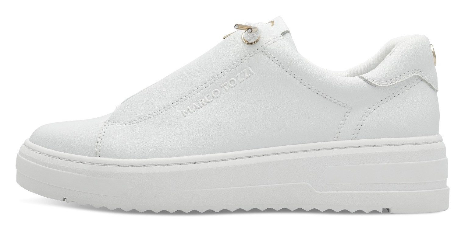 Marco Tozzi Slip-on sneakers , vrijetijdsschoen, lage schoen, veterschoen met zijlijk logo-opdruk