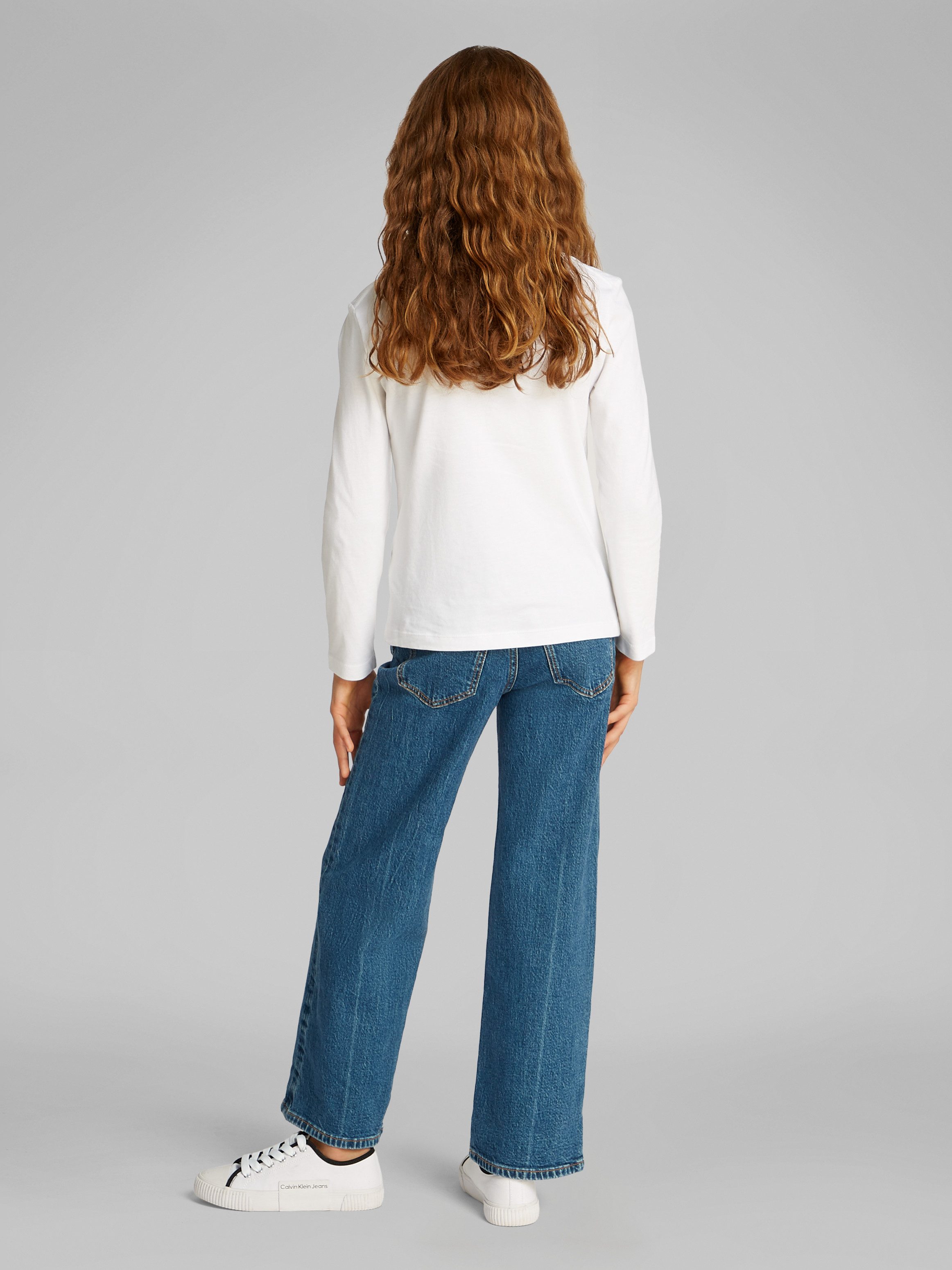 Calvin Klein Shirt met lange mouwen Chest Monologo Ls T-Shirt voor kinderen tot 16 jaar en met logo-opdruk