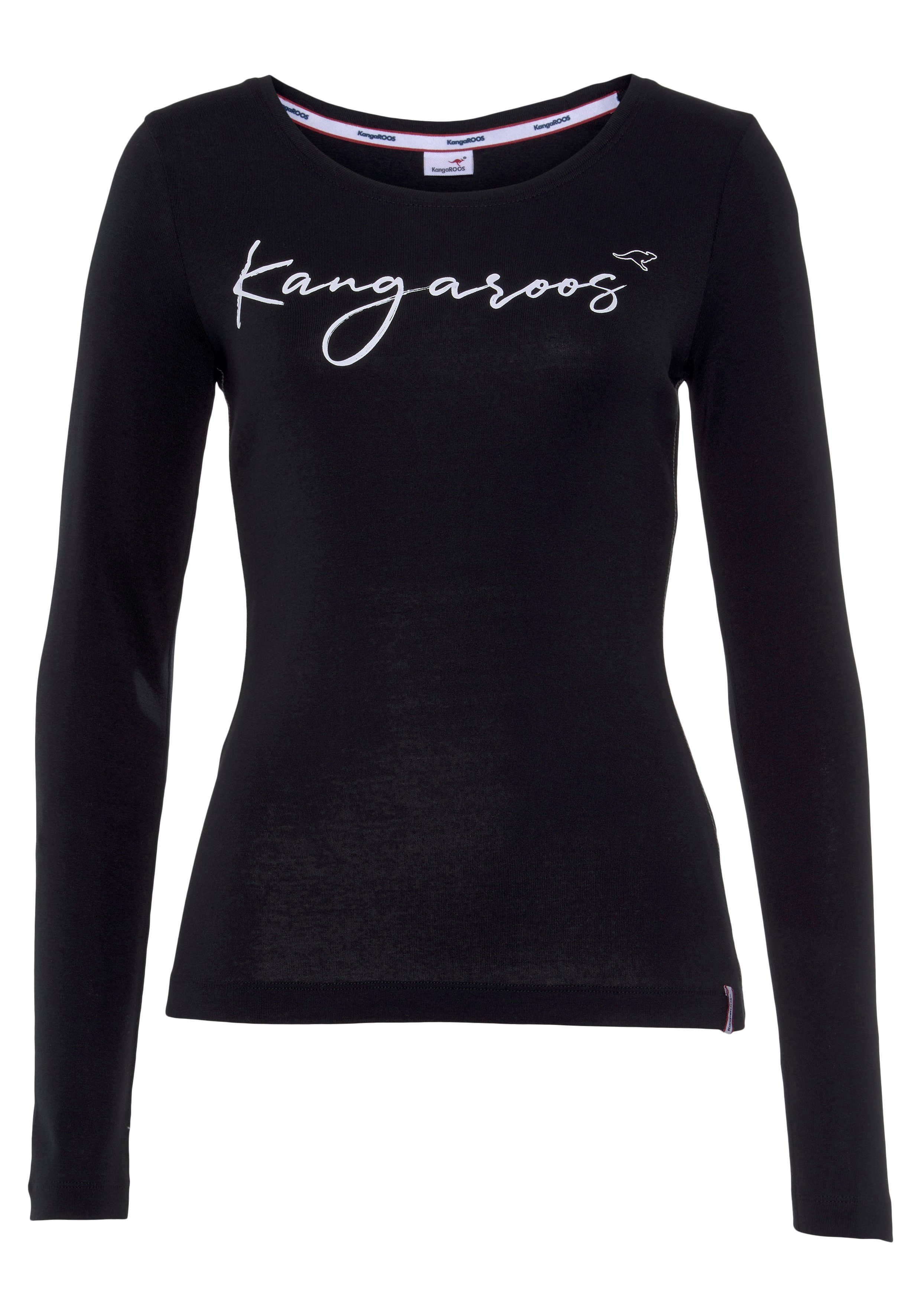 KangaROOS Longsleeve Lange mouwen, zeer figuurvolgend, van ribstof, van 100% katoen