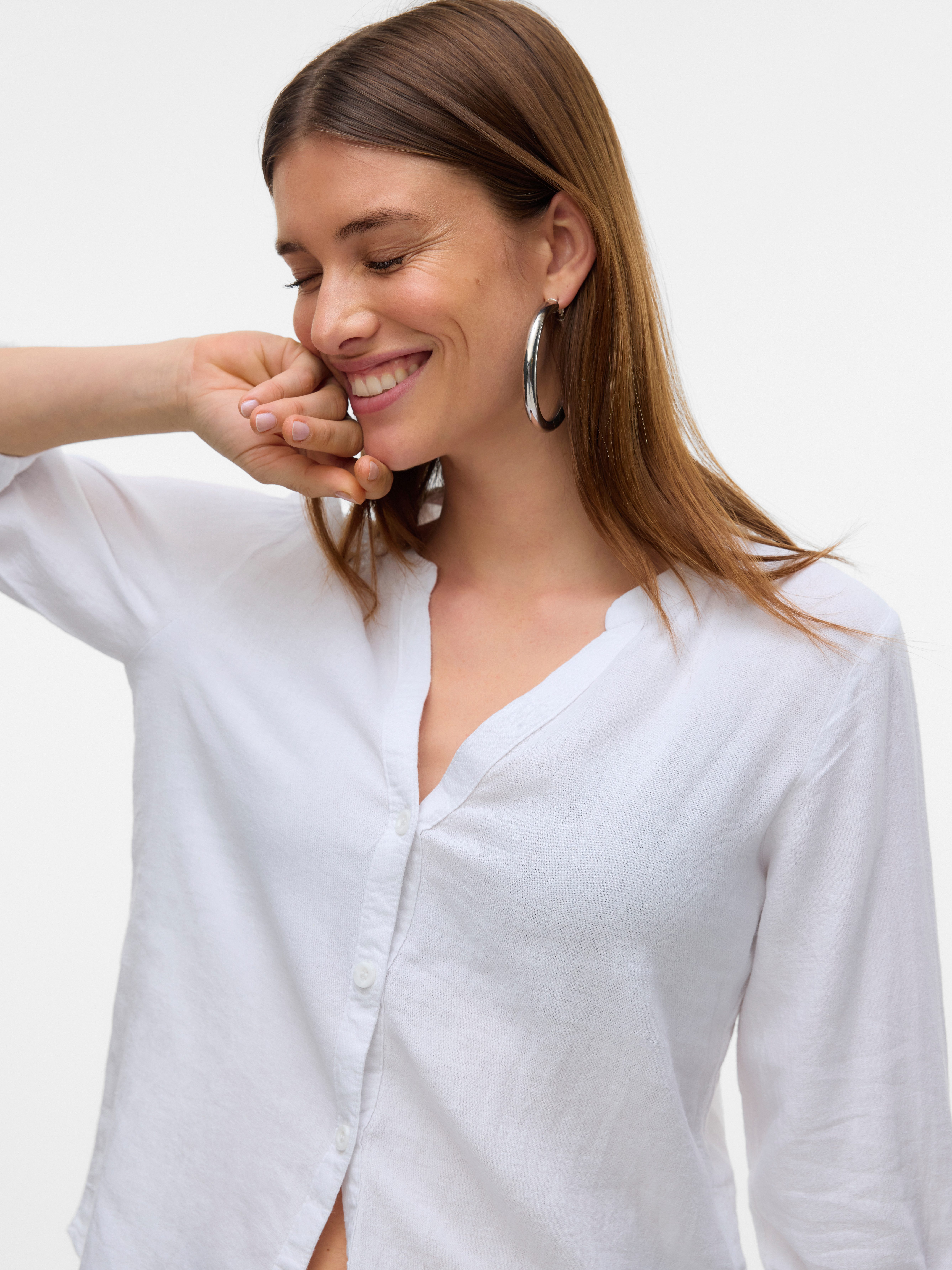 Vero Moda Blouse met lange mouwen VMLINN LS V-NECK SHIRT WVN NOOS