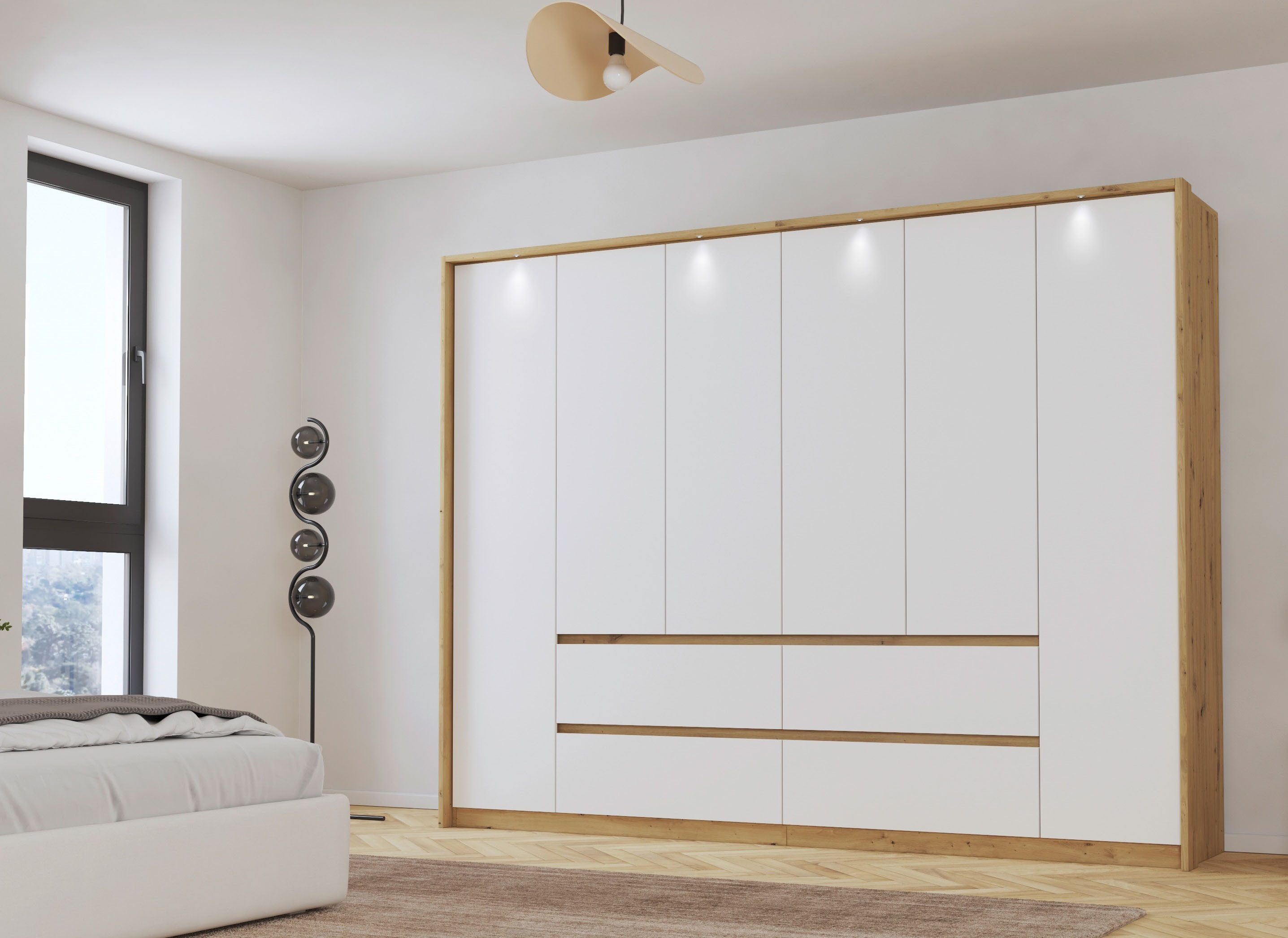 rauch Draaideurkast Mainz met passe-partout optioneel met verlichting, buitendeuren met push-to-openfunctie