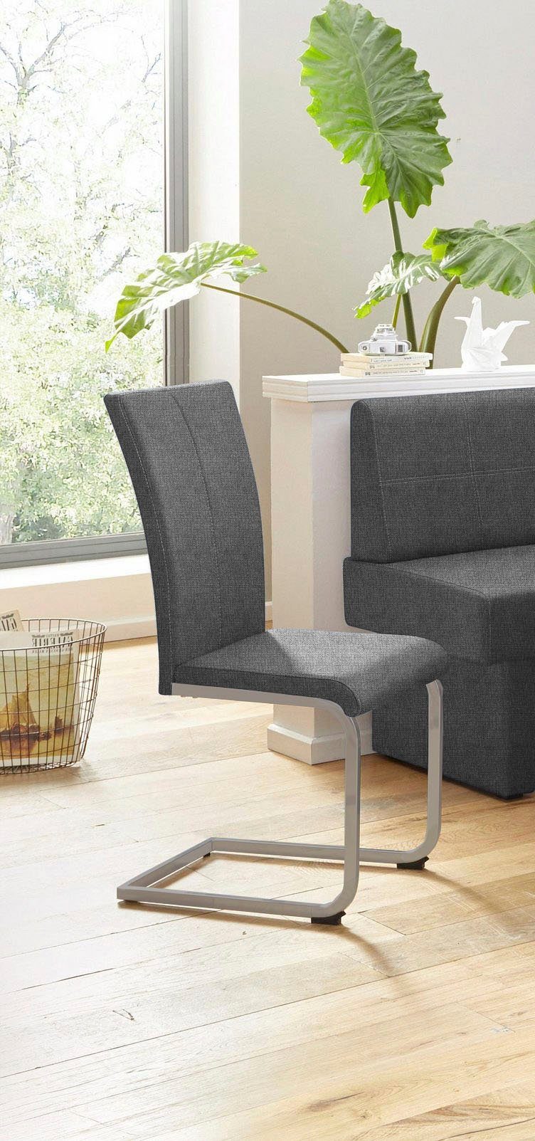Home affaire Vrijdragende stoel Nils Stoel belastbaar tot 120 kg, frame metaal in chroom-look of zwart (set, 2 stuks)