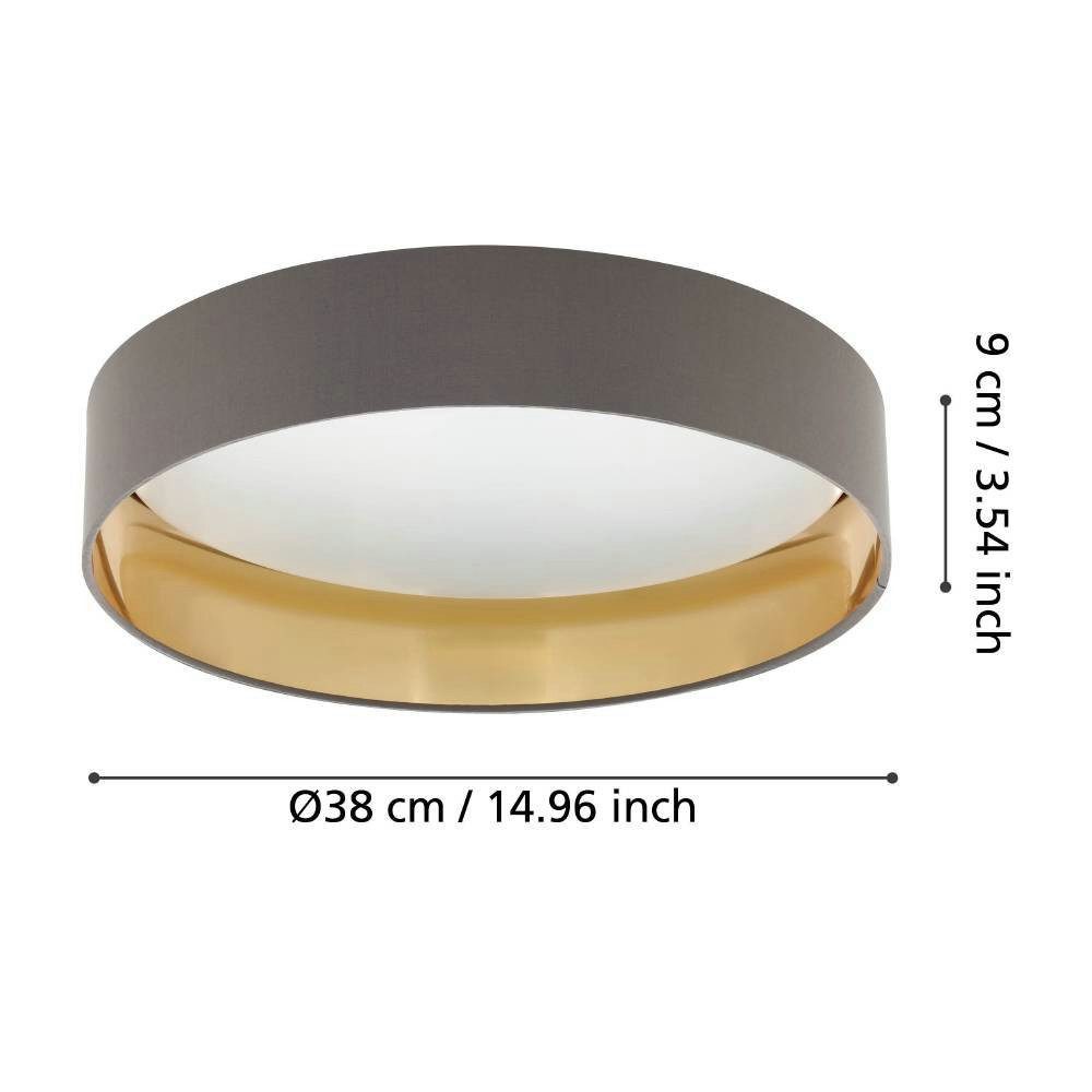 EGLO Led-plafondlamp MASERLO Stoffen lamp Maserlo2 Ø38 x H9 cm, led-plank, textielen kap (1 stuk)