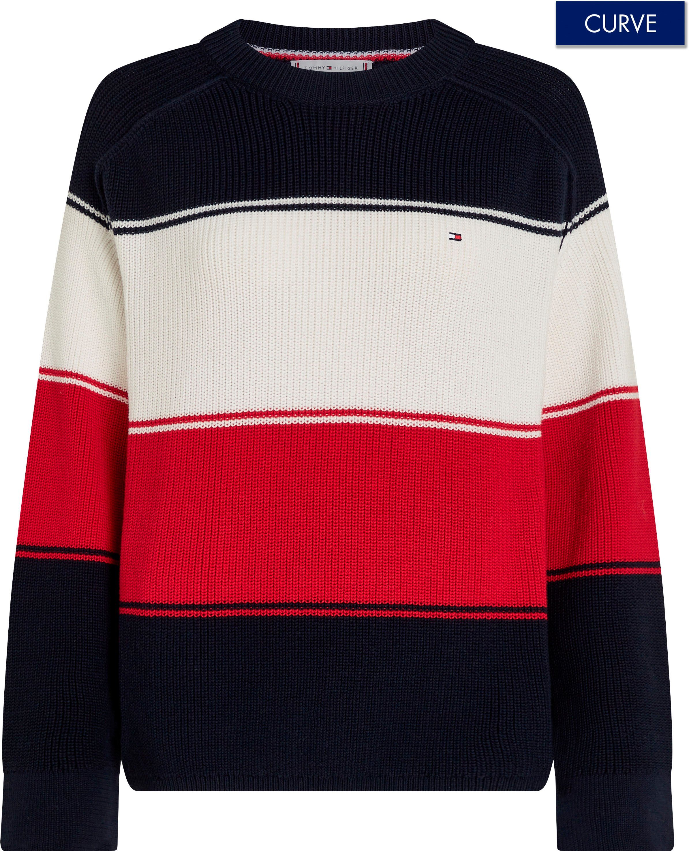 Tommy Hilfiger Curve Trui met ronde hals CRV CO CARDI STITCH C-NK SWT