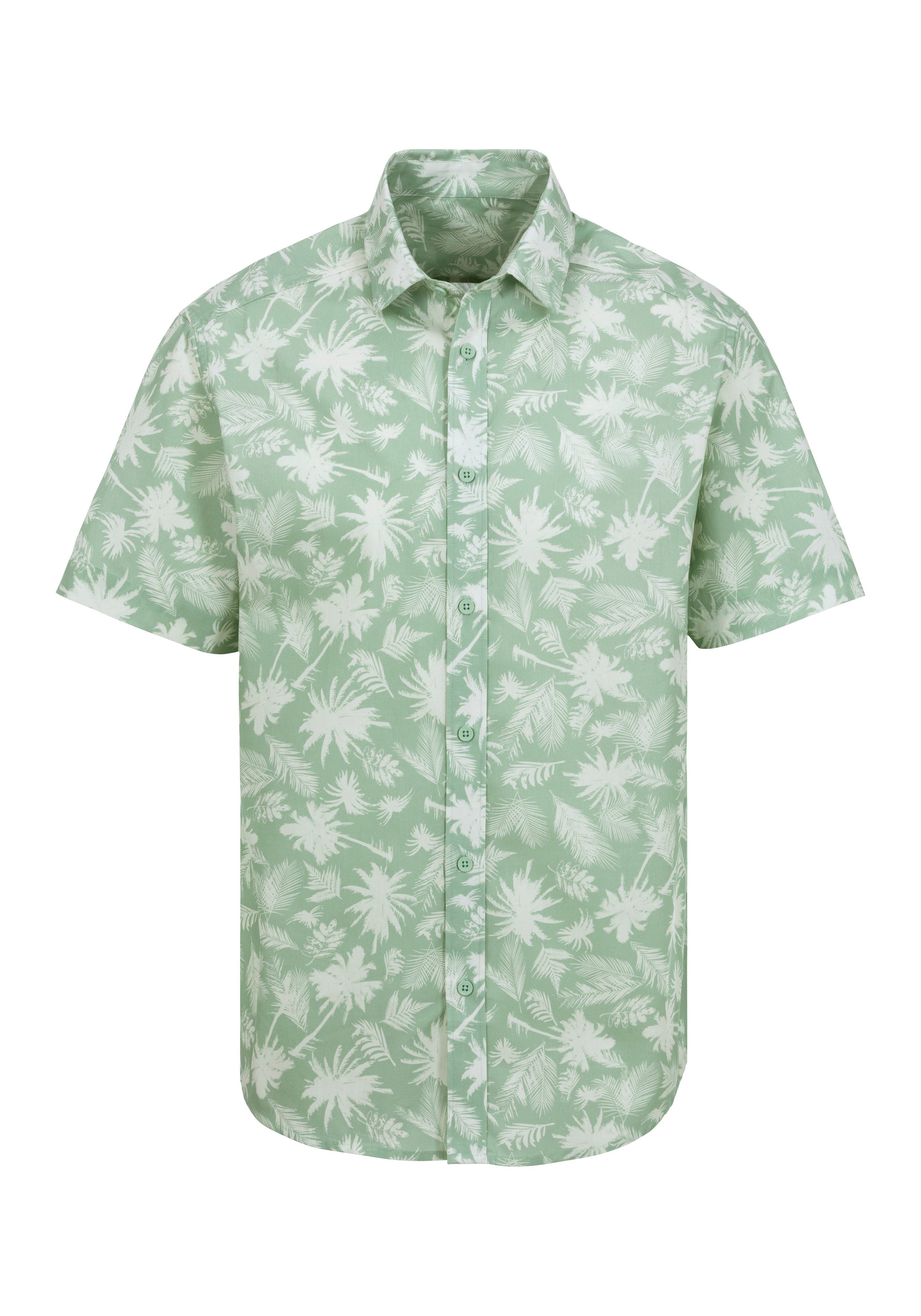 Beachtime Hawaï-overhemd Regular fit korte mouw, vrijetijdshemd met palmprint, puur katoen