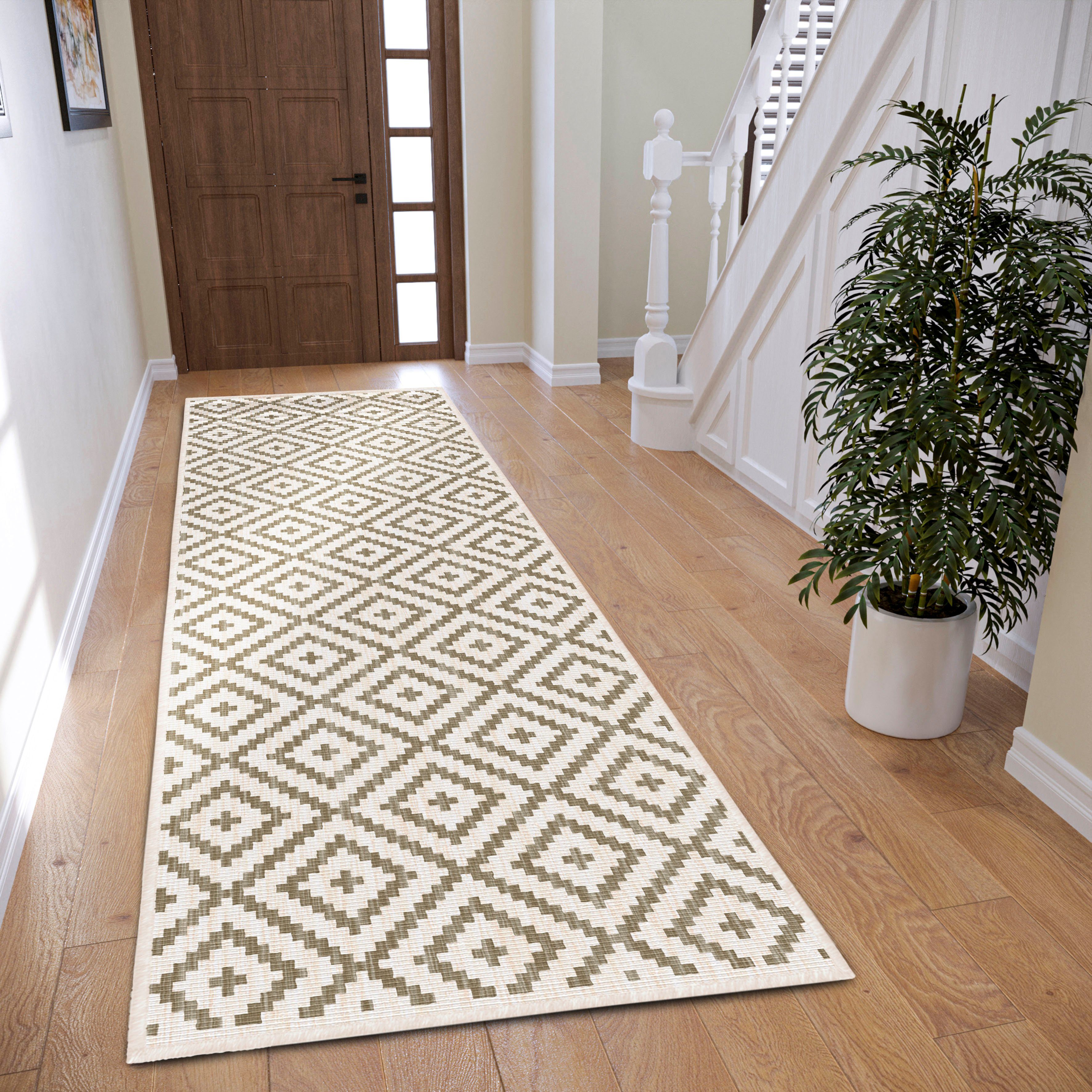 my home Loper Ronda tweezijdig te gebruiken kleed Sisal-look, platweefsel, in- en outdoor, geometrisch boho design lopers maat 80 cm x 250 cm x 5 mm